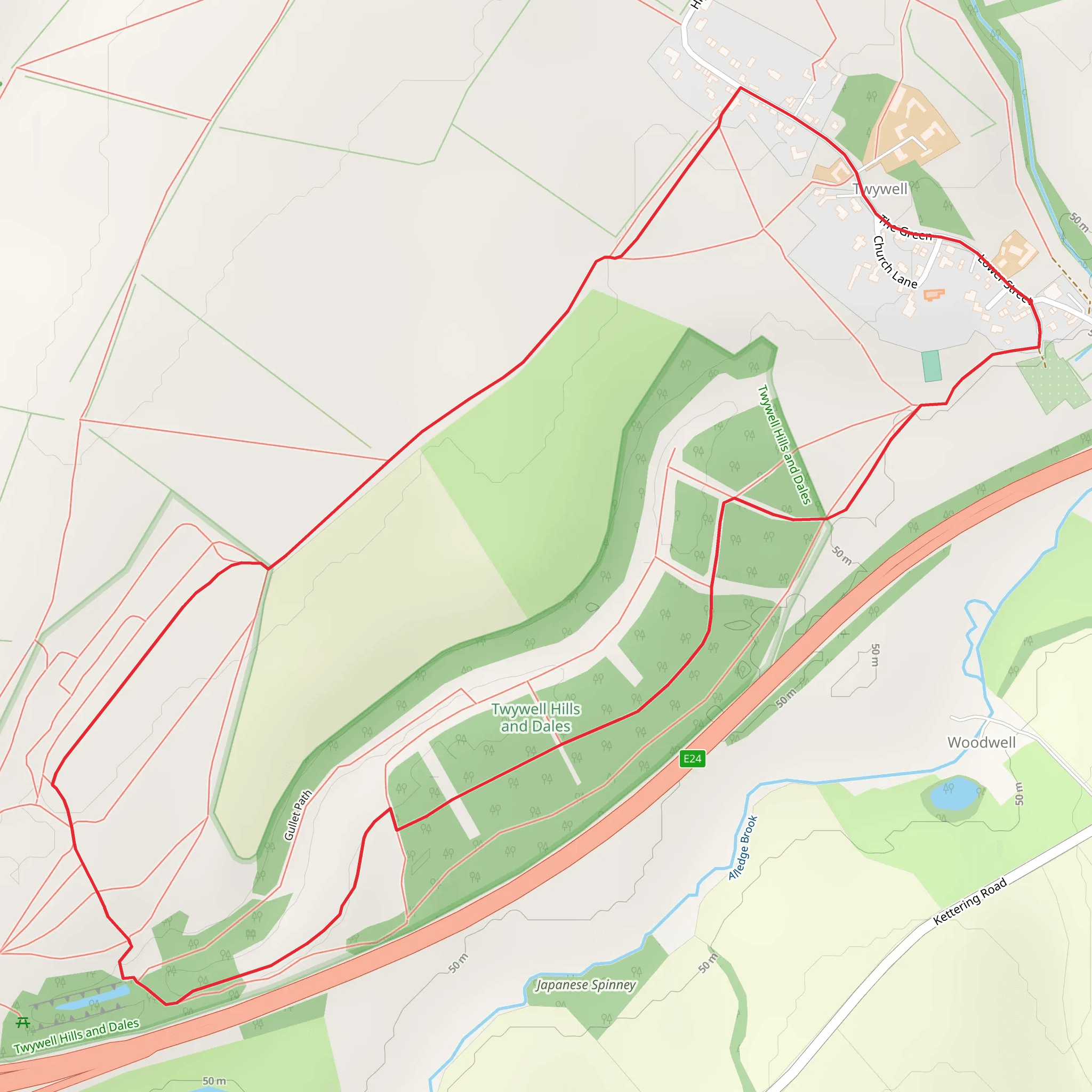 Twywell Hills and Dales Loop mobile static map