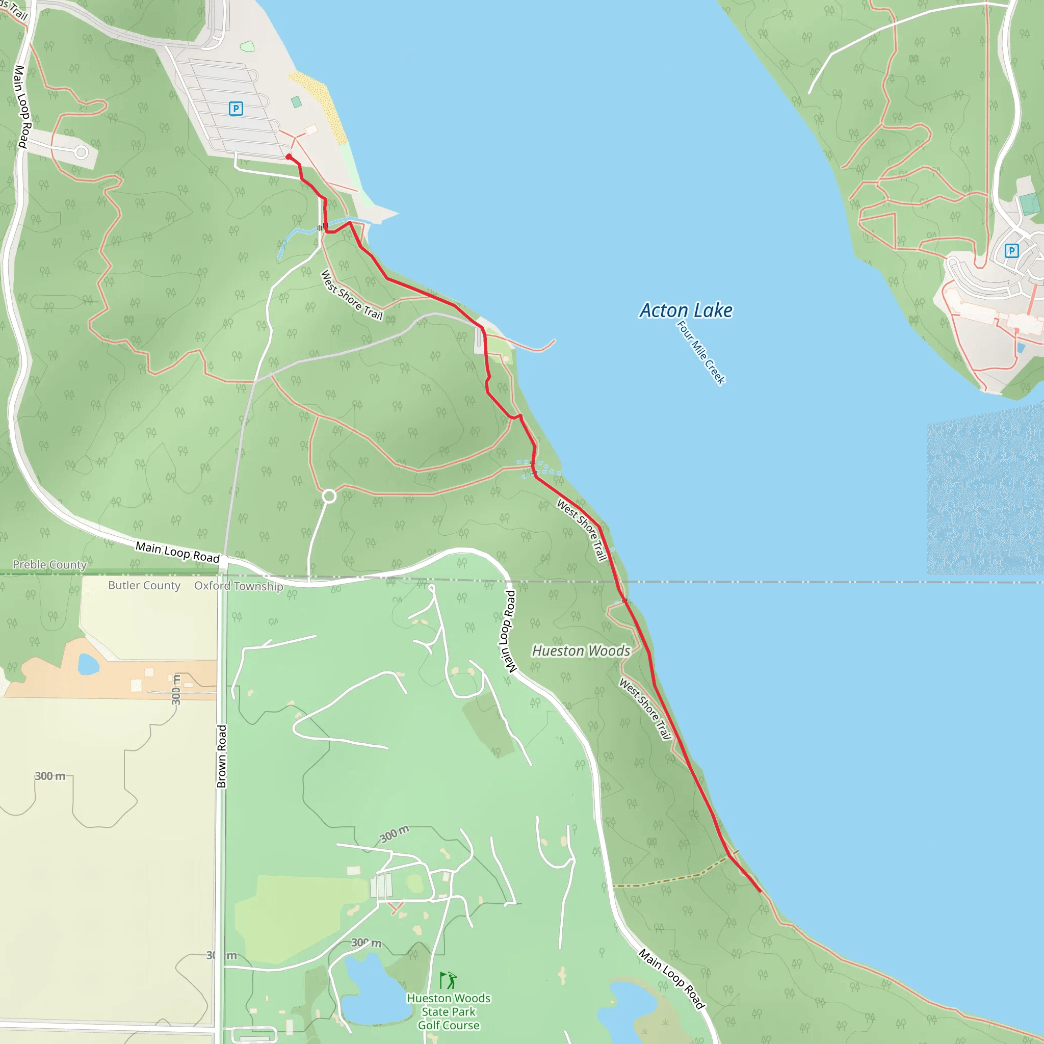 Hueston Woods and Four Mile Creek mobile static map