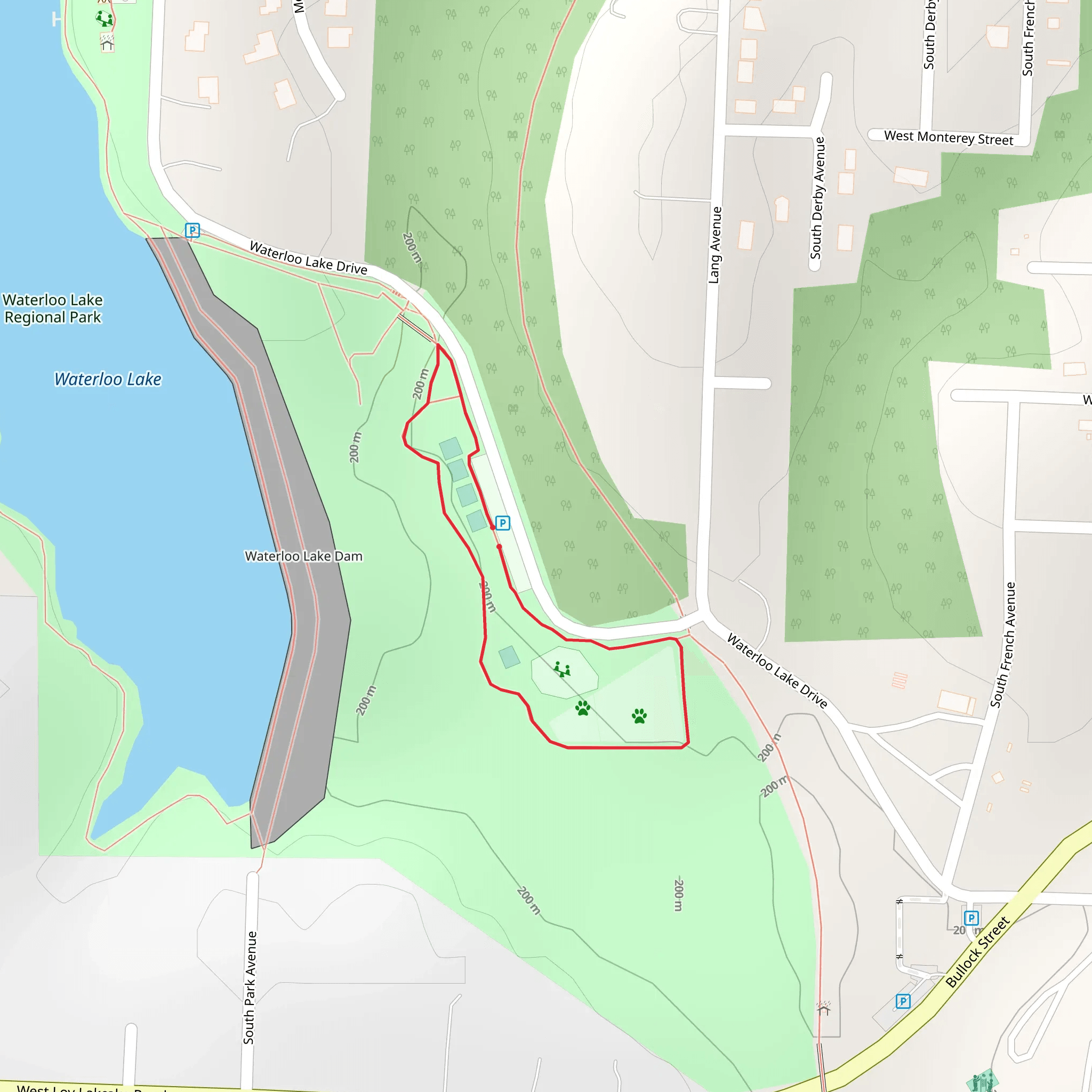 Waterloo Park Loop mobile static map
