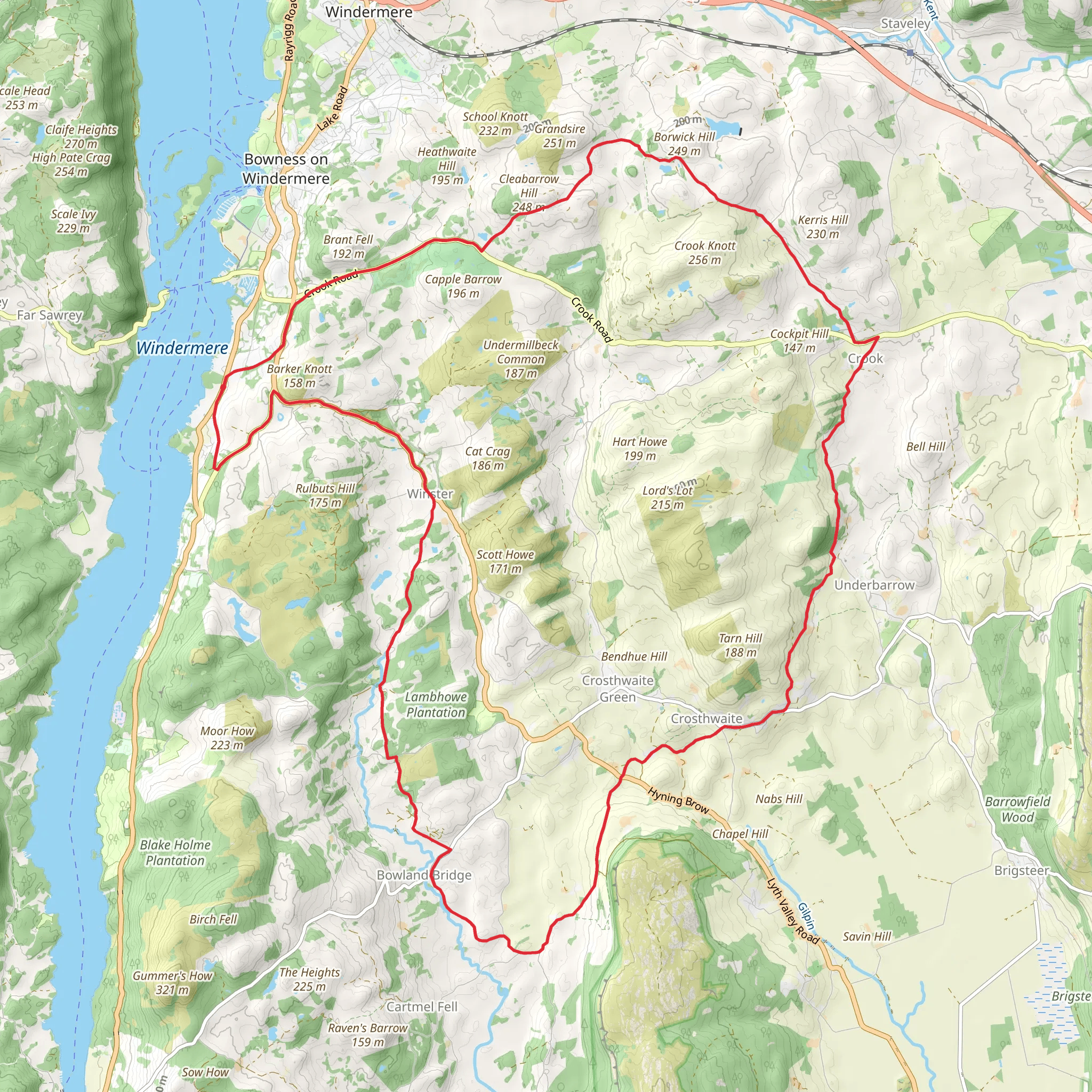 Winster, High Cragg and Windermere Loop mobile static map