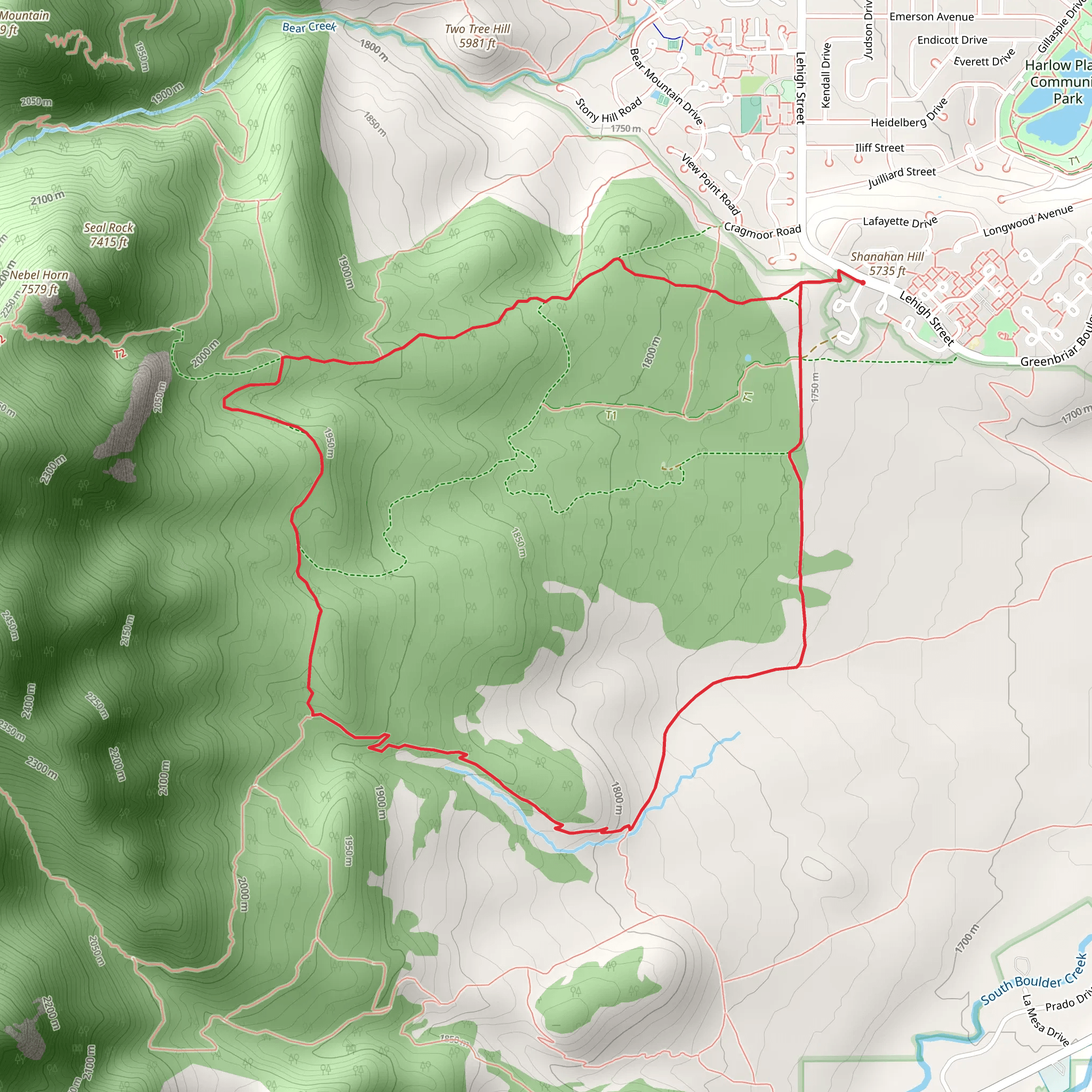 Shanahan - North and South Fork - Big Bluestream Loop Trail mobile static map