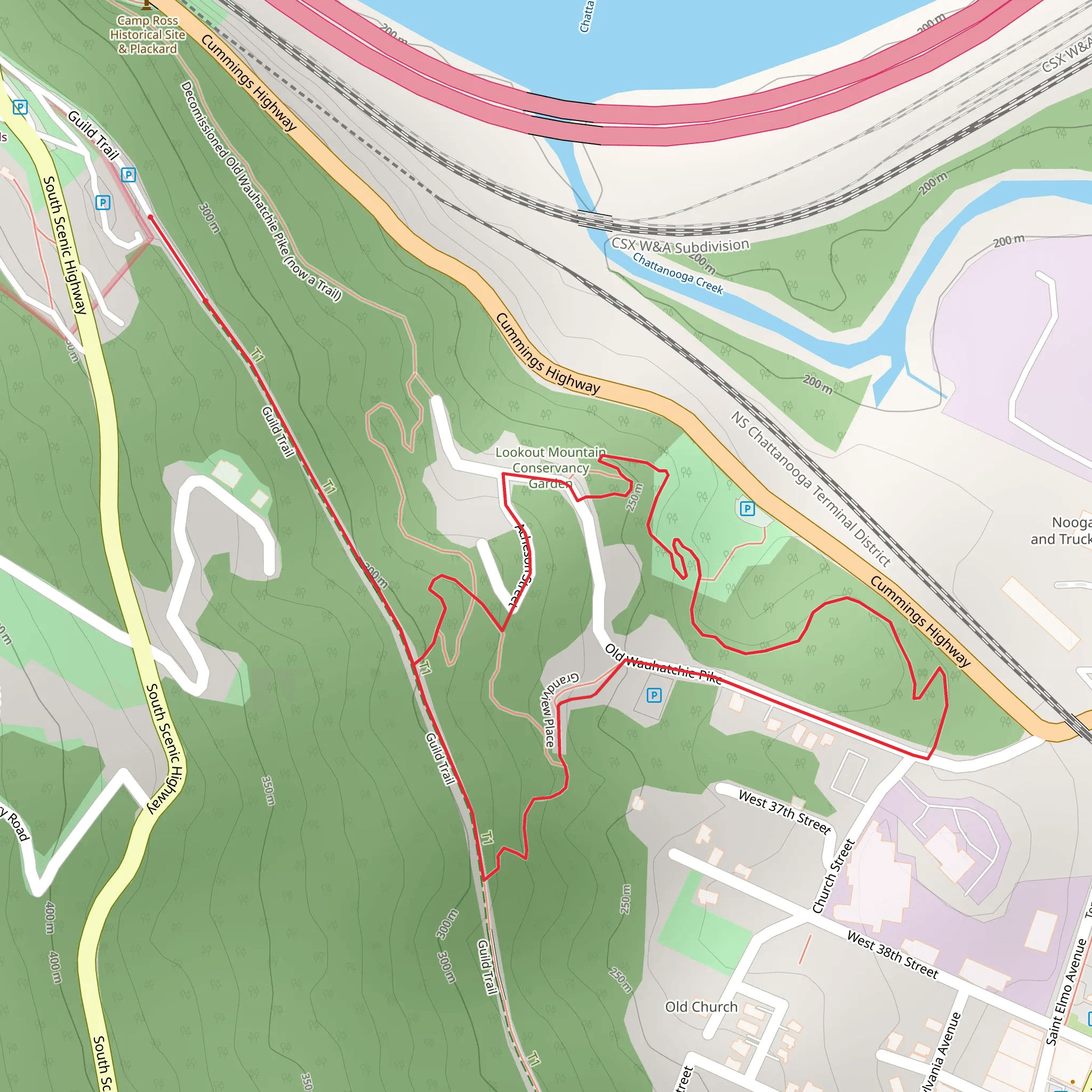Guild Trail and Old Wauhatchie Pike Loop mobile static map