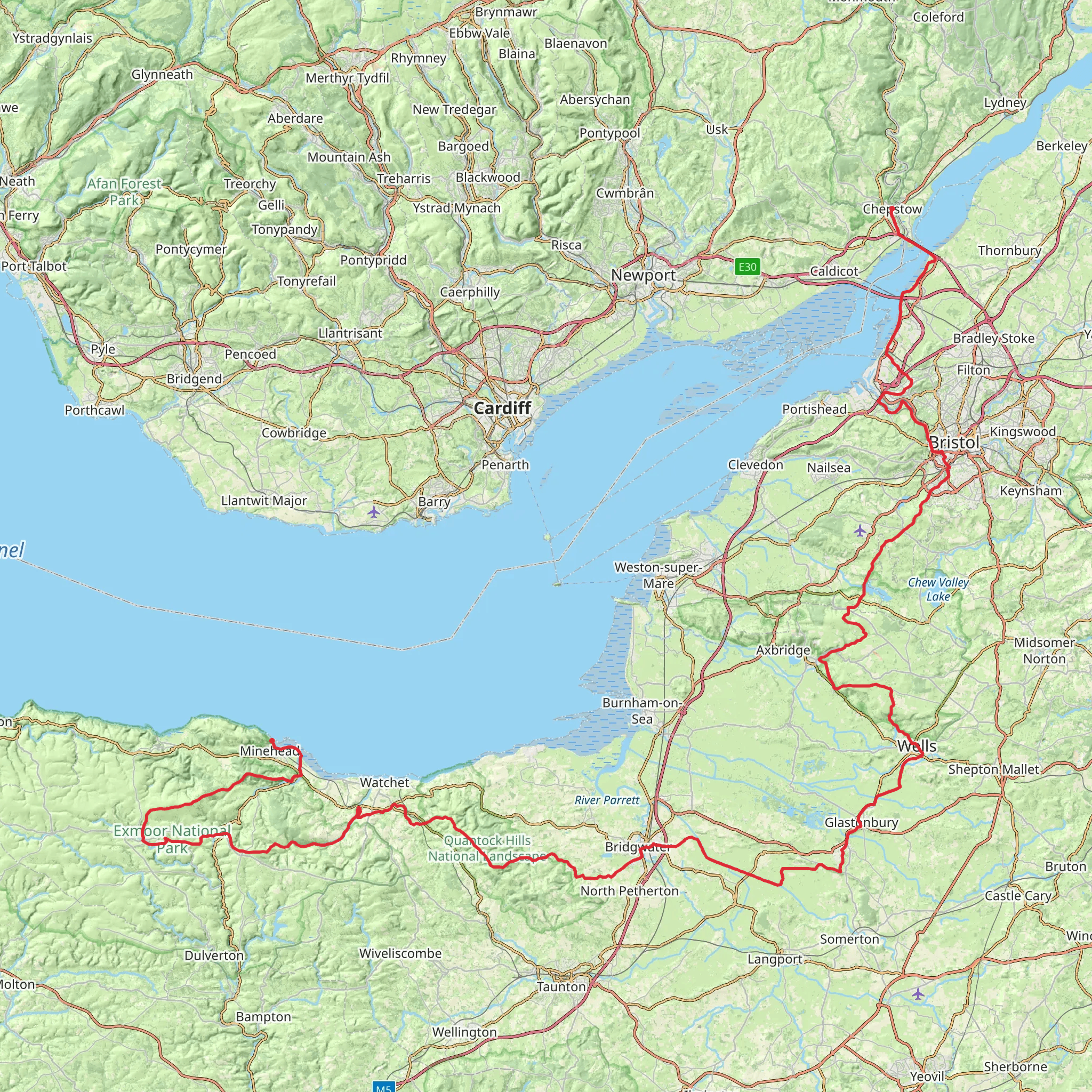 Minehead to Chepstow Walk mobile static map