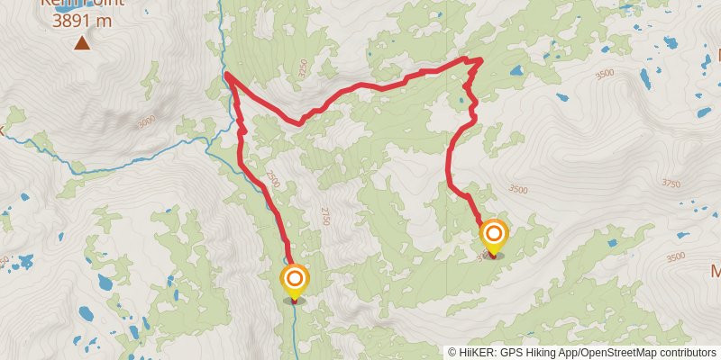 Crescent Meadows to Whitney Portal stage 5 Map