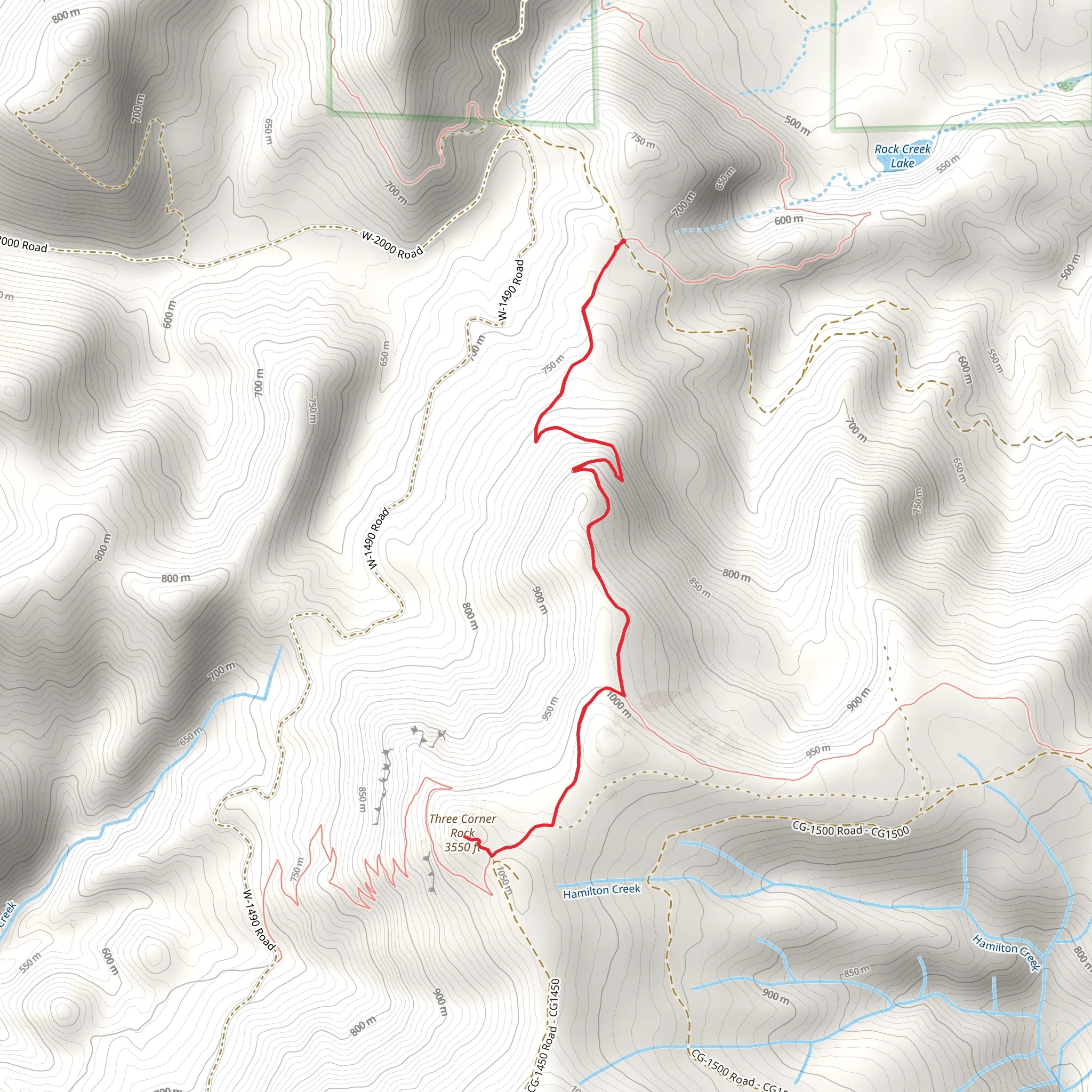 Three Corner Rock via Rock Creek Pass mobile static map