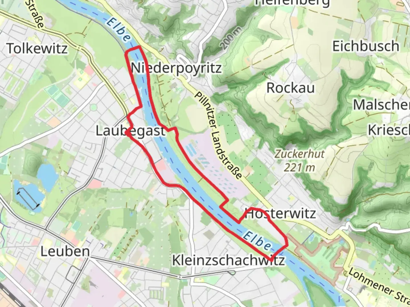 An image depicting the trail Elbe via Treidelpfad and its surrounding area.