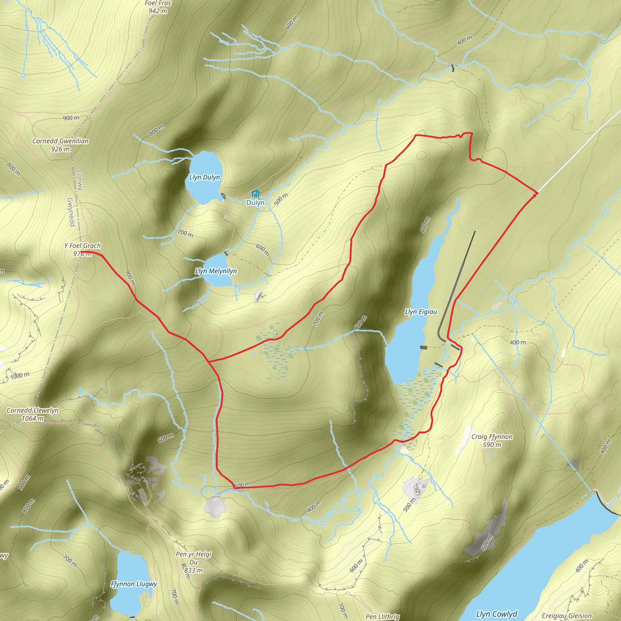 Foel Grach from Llyn Eigiau - Carneddau mobile static map