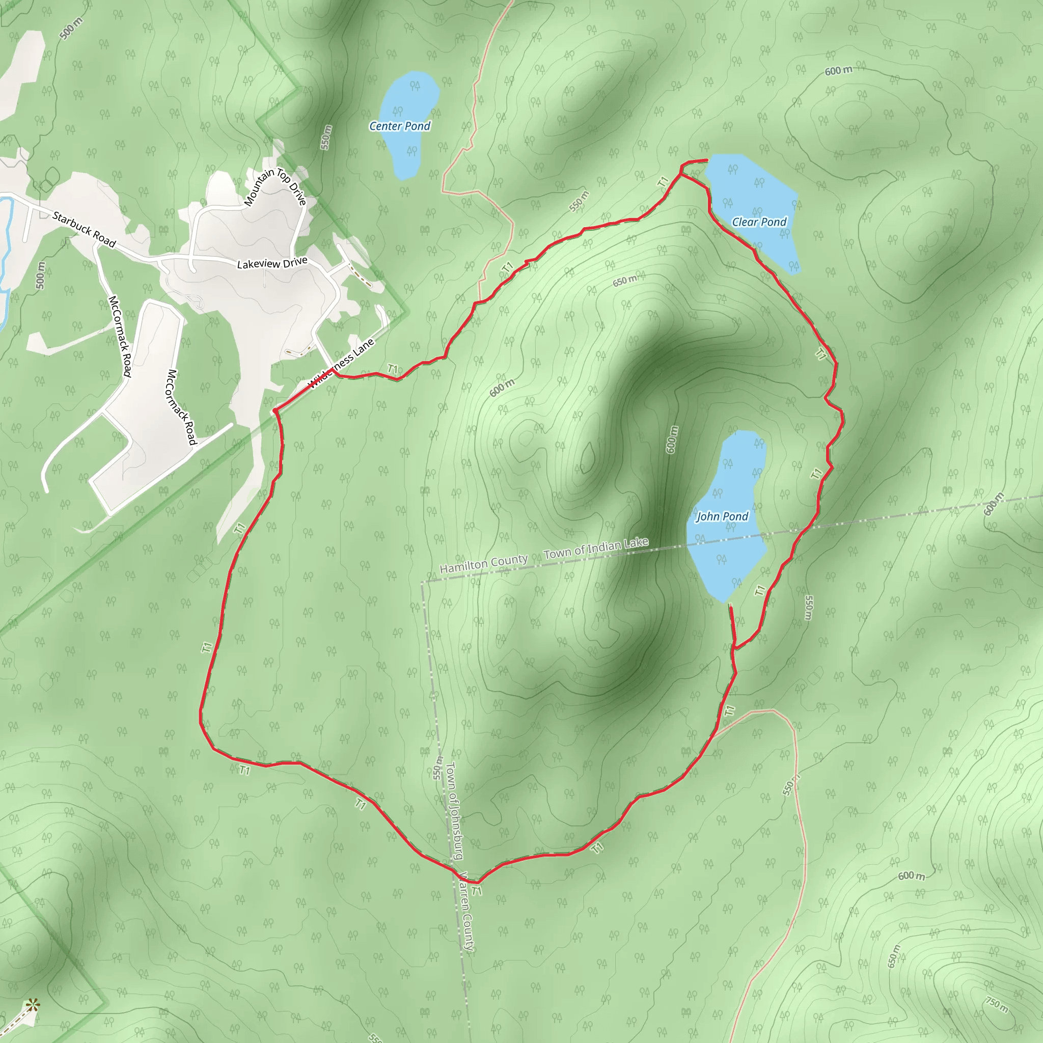 John Pond and Clear Pond Trail Loop mobile static map
