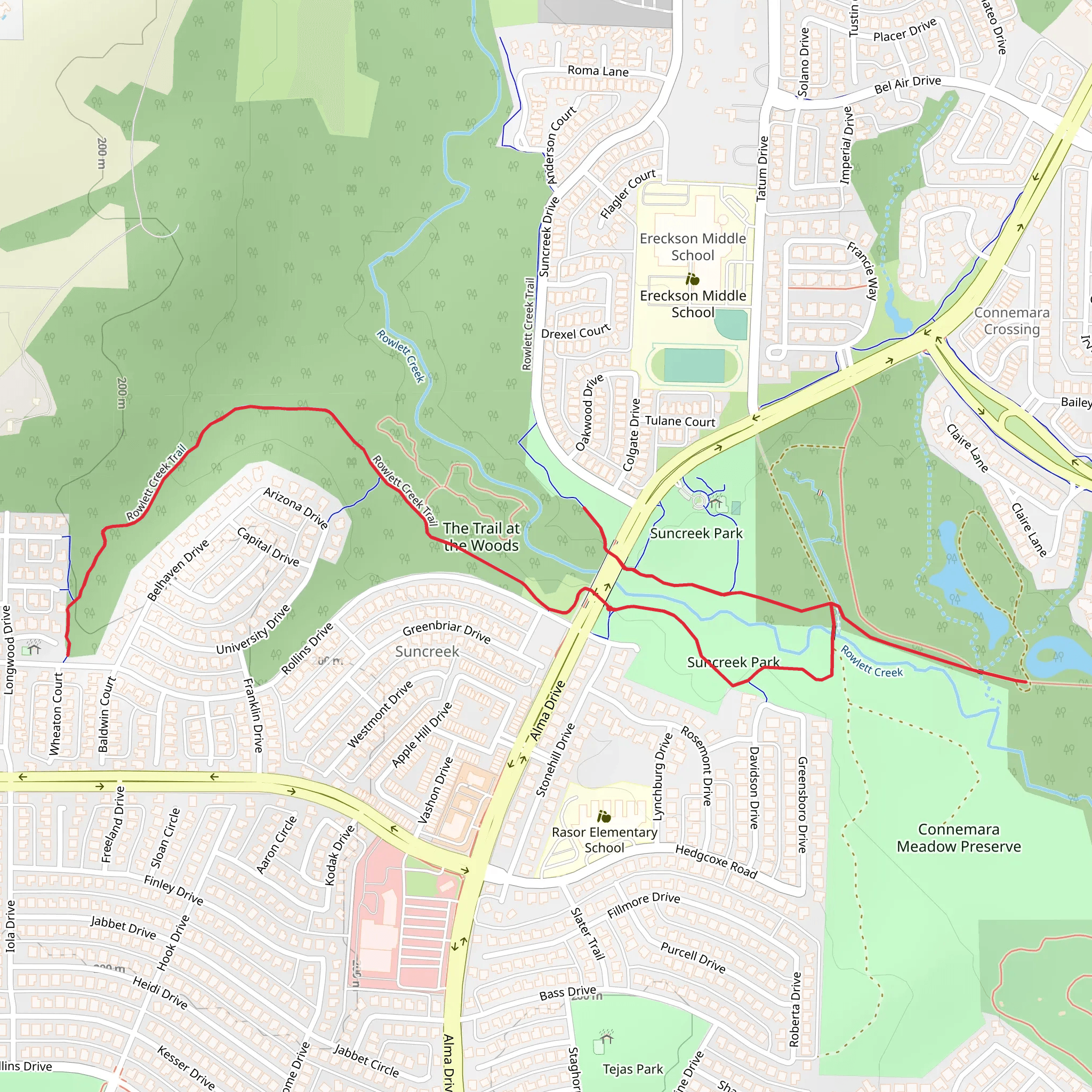 Rowlett Creek Trail - Suncreek Park mobile static map
