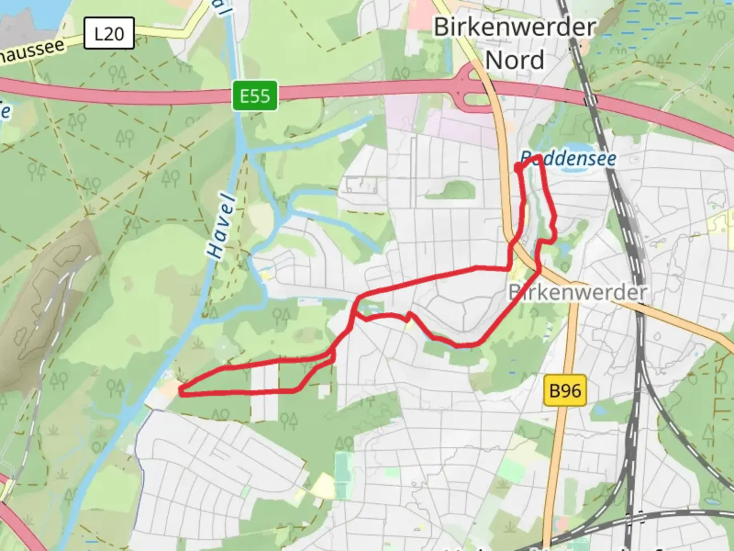 An image depicting the trail Boddensee, River Briese and Marina an der Havelbaude Loop and its surrounding area.