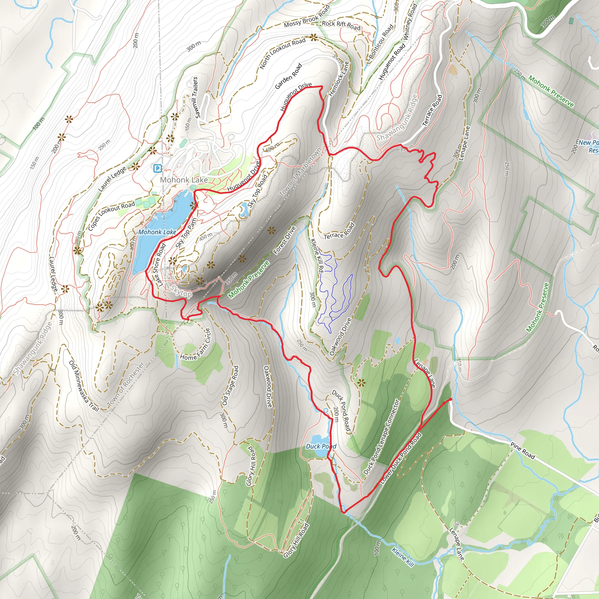 Duck Pond and Mohonk Lake Loop Trail mobile static map