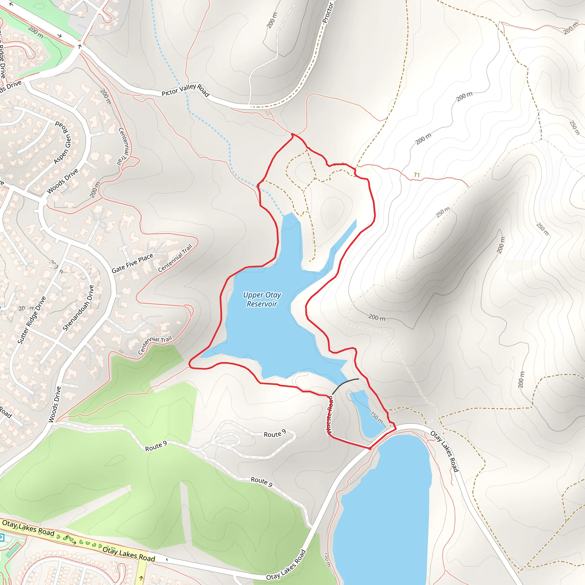 Upper Otay Reservoir Loop mobile static map