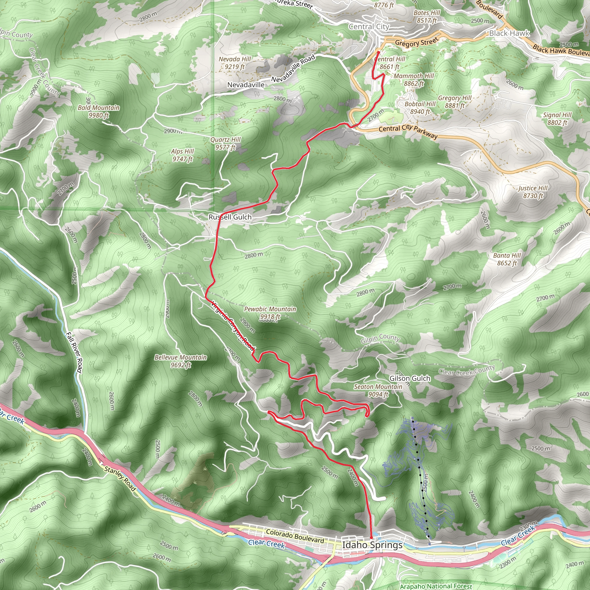 Virginia Canyon Road Trail mobile static map