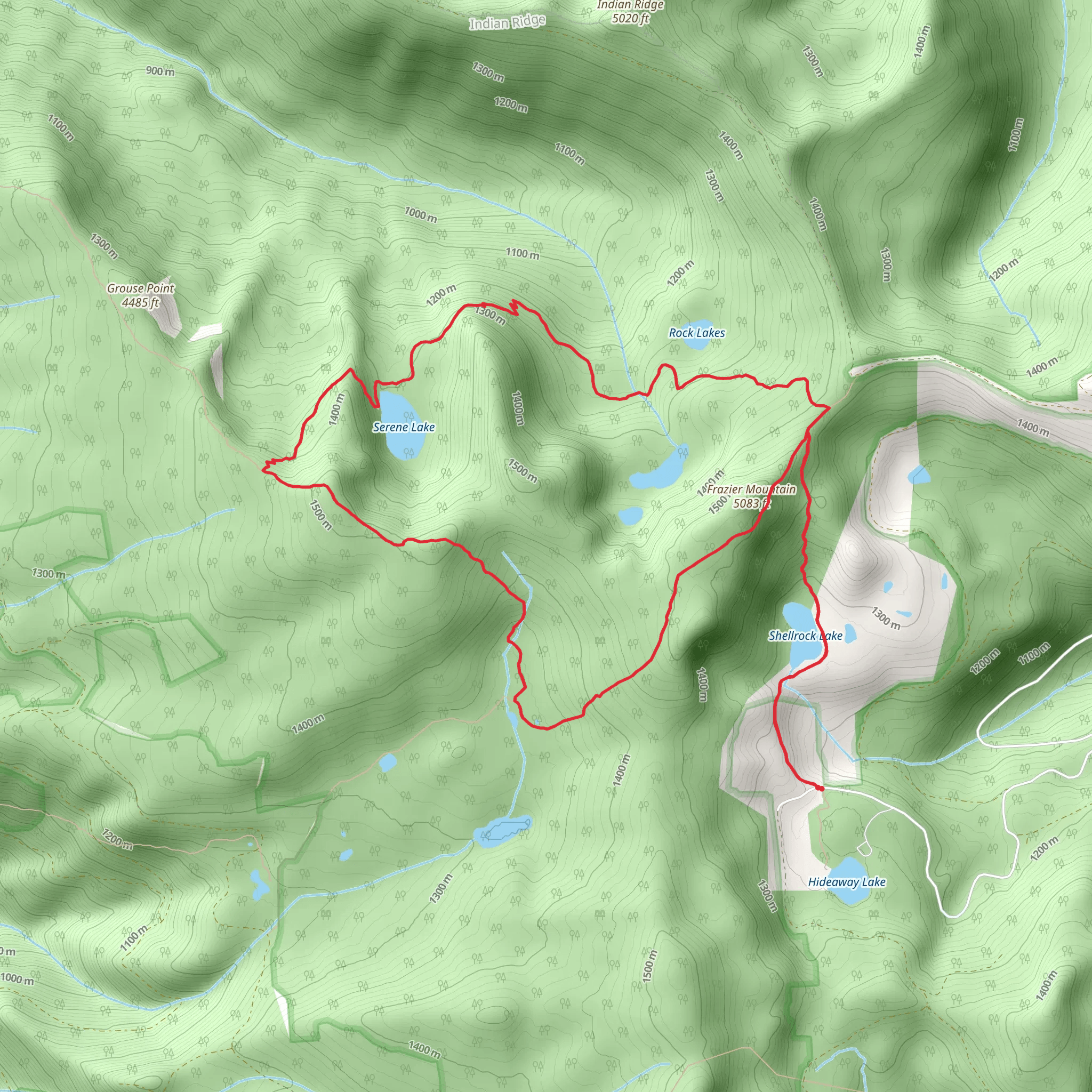 Frazier Mountain Loop via Serene Lake and Grouse Point Trail mobile static map