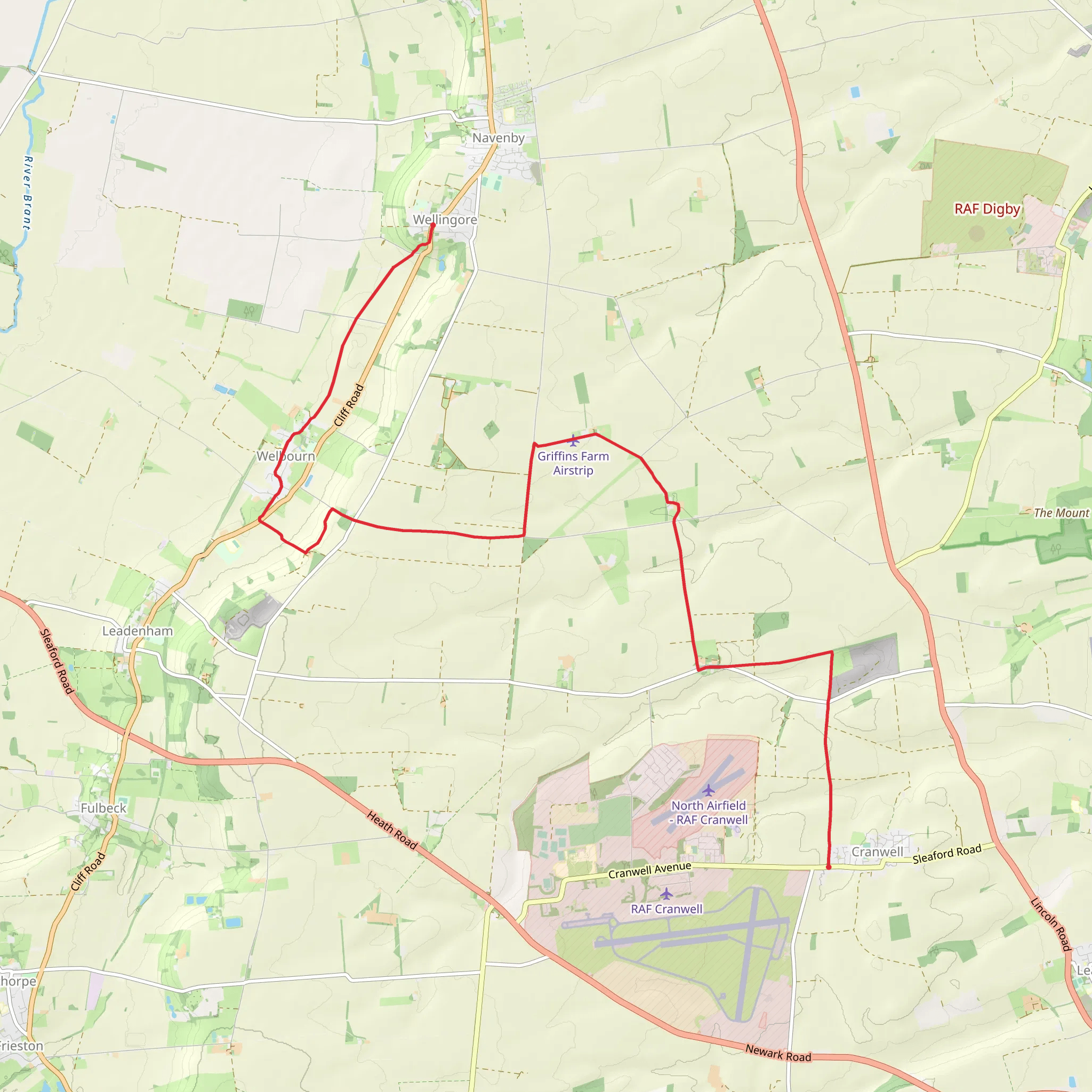 Cranwell to Wellingore Walk mobile static map
