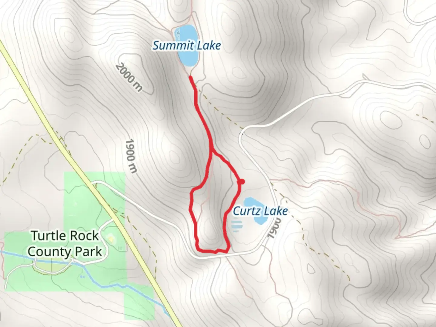 An image depicting the trail Curtz Lake Interpretive Loop Trail and its surrounding area.