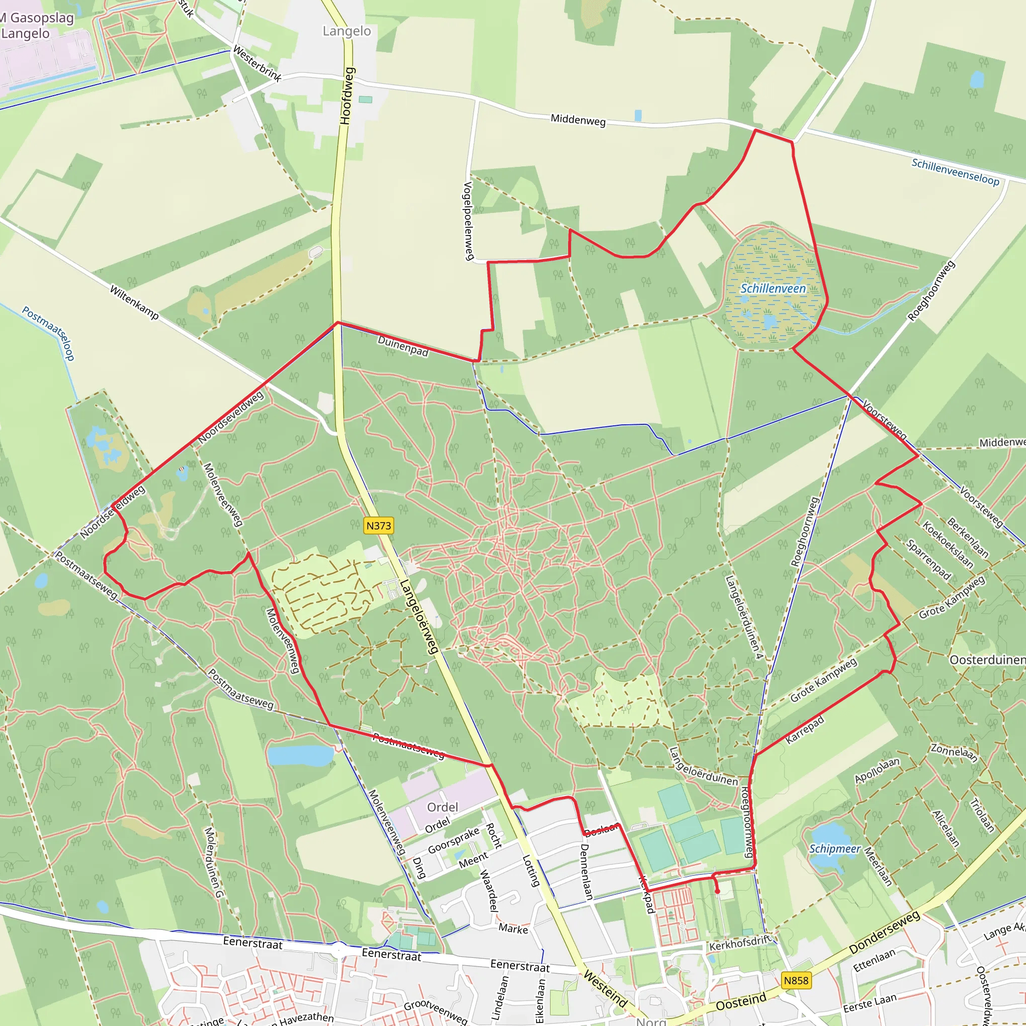 Langeloer, Achter Het Hout and Schillen Veen Loop mobile static map