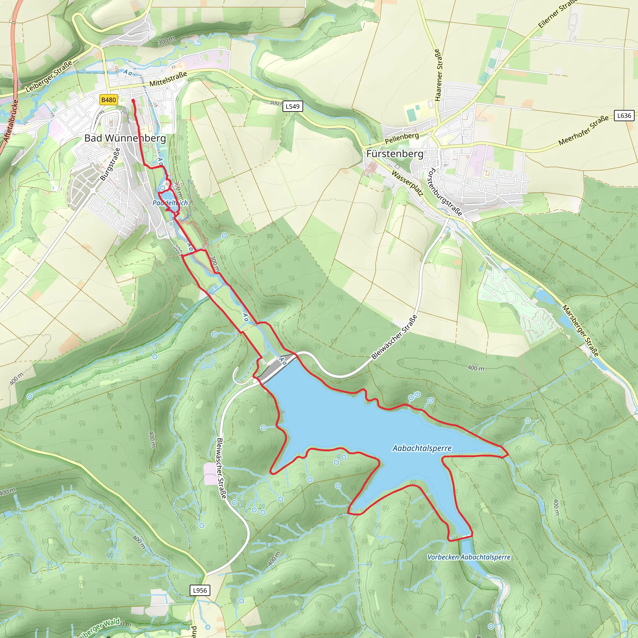 Aabachtalsperre Loop mobile static map