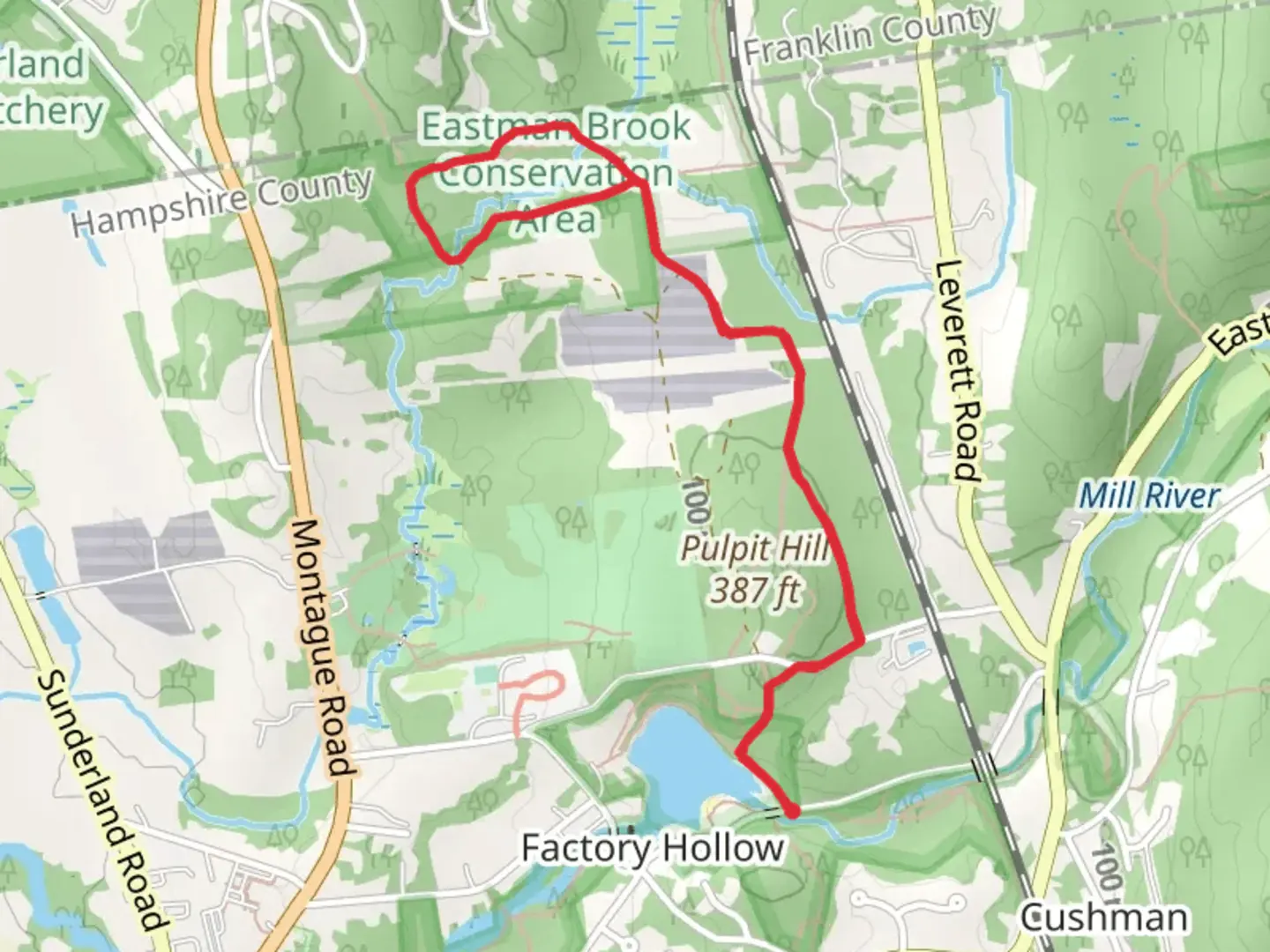 An image depicting the trail Robert Frost Trail from Puffers Pond and its surrounding area.