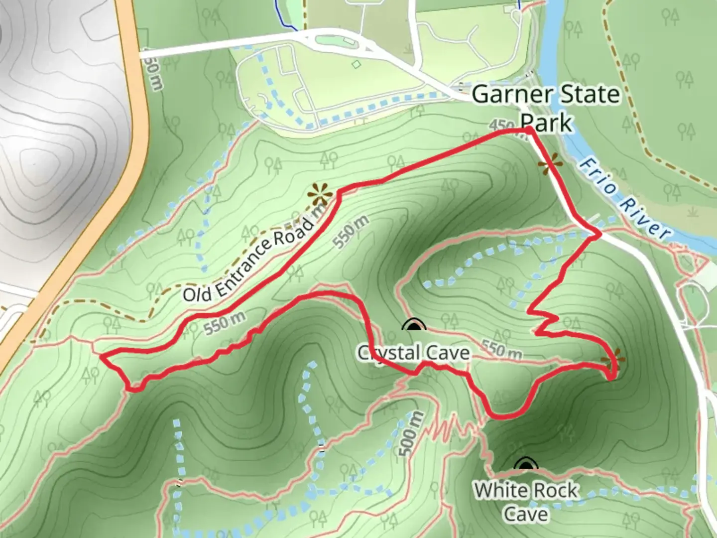An image depicting the trail Old Horse, Foshee and Bridges Loop Trail and its surrounding area.