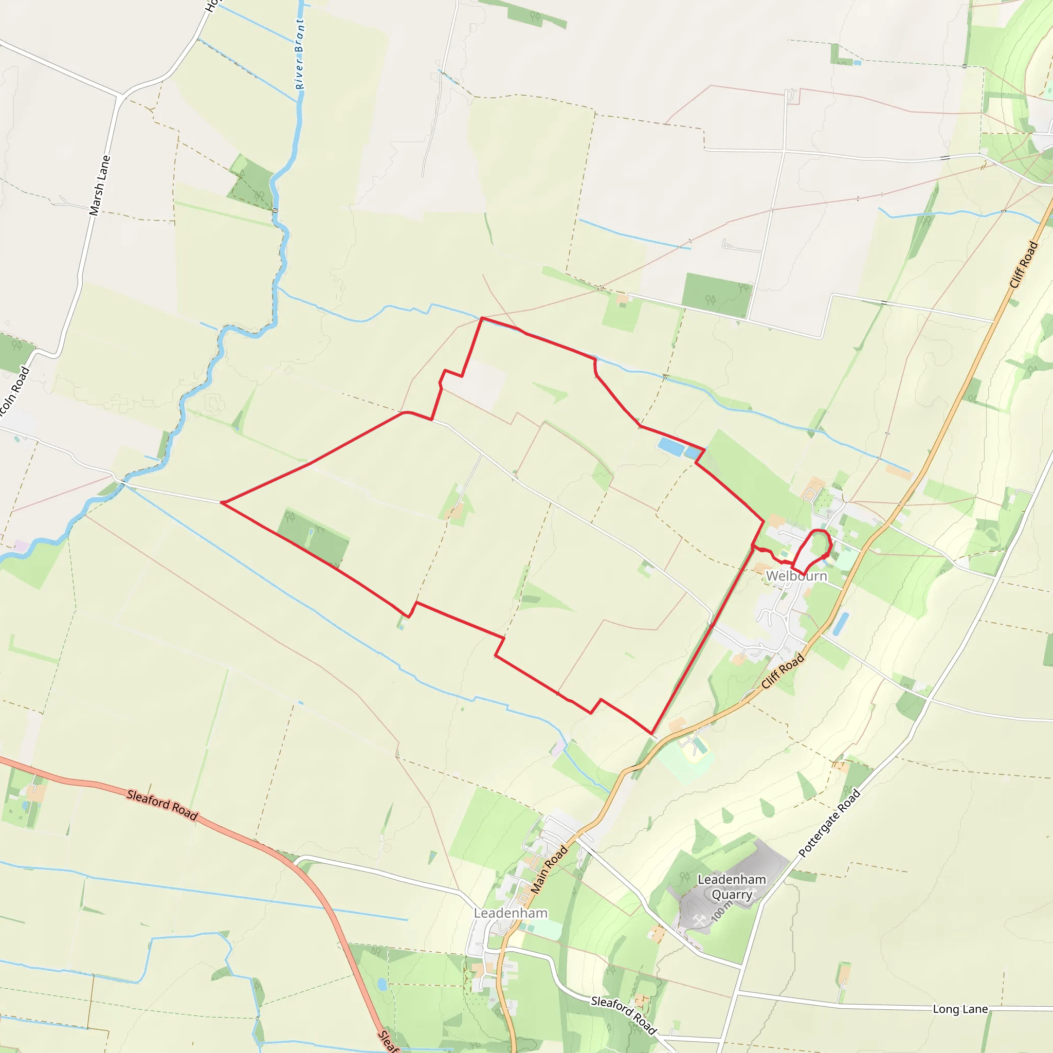 Welbourn Country Park Loop mobile static map