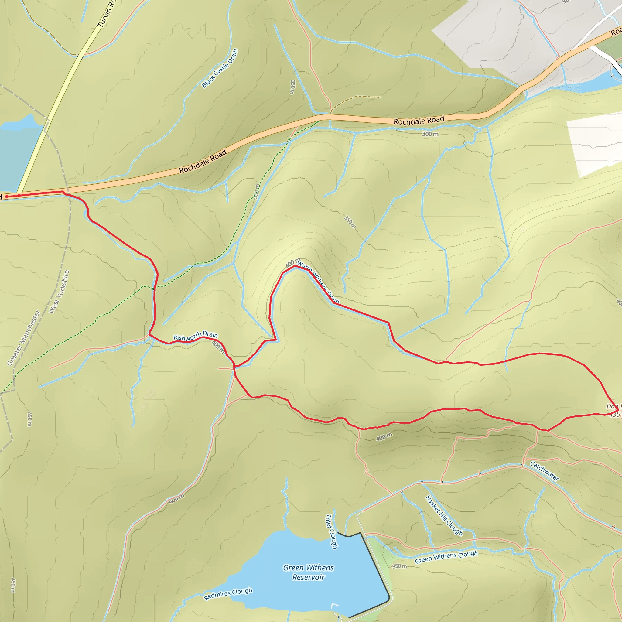 Dog Hill Loop - Blackstone Edge Reservoir mobile static map