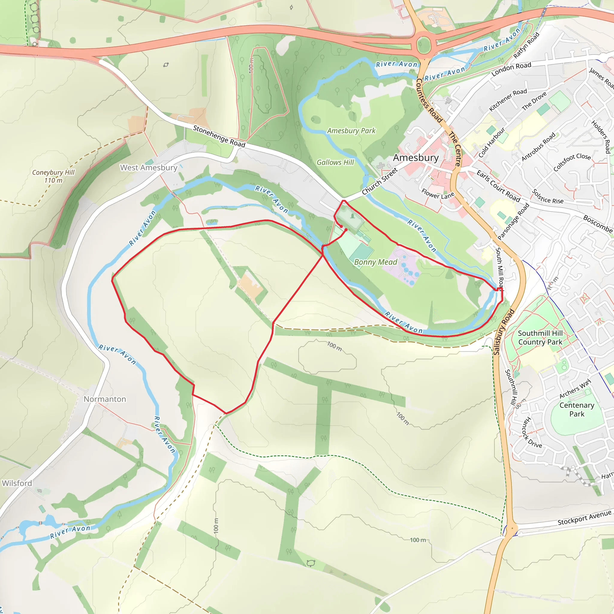 Amesbury River Walk mobile static map