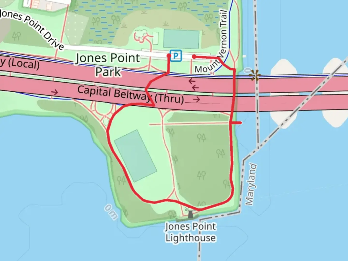 An image depicting the trail Jones Point Park Loop and its surrounding area.