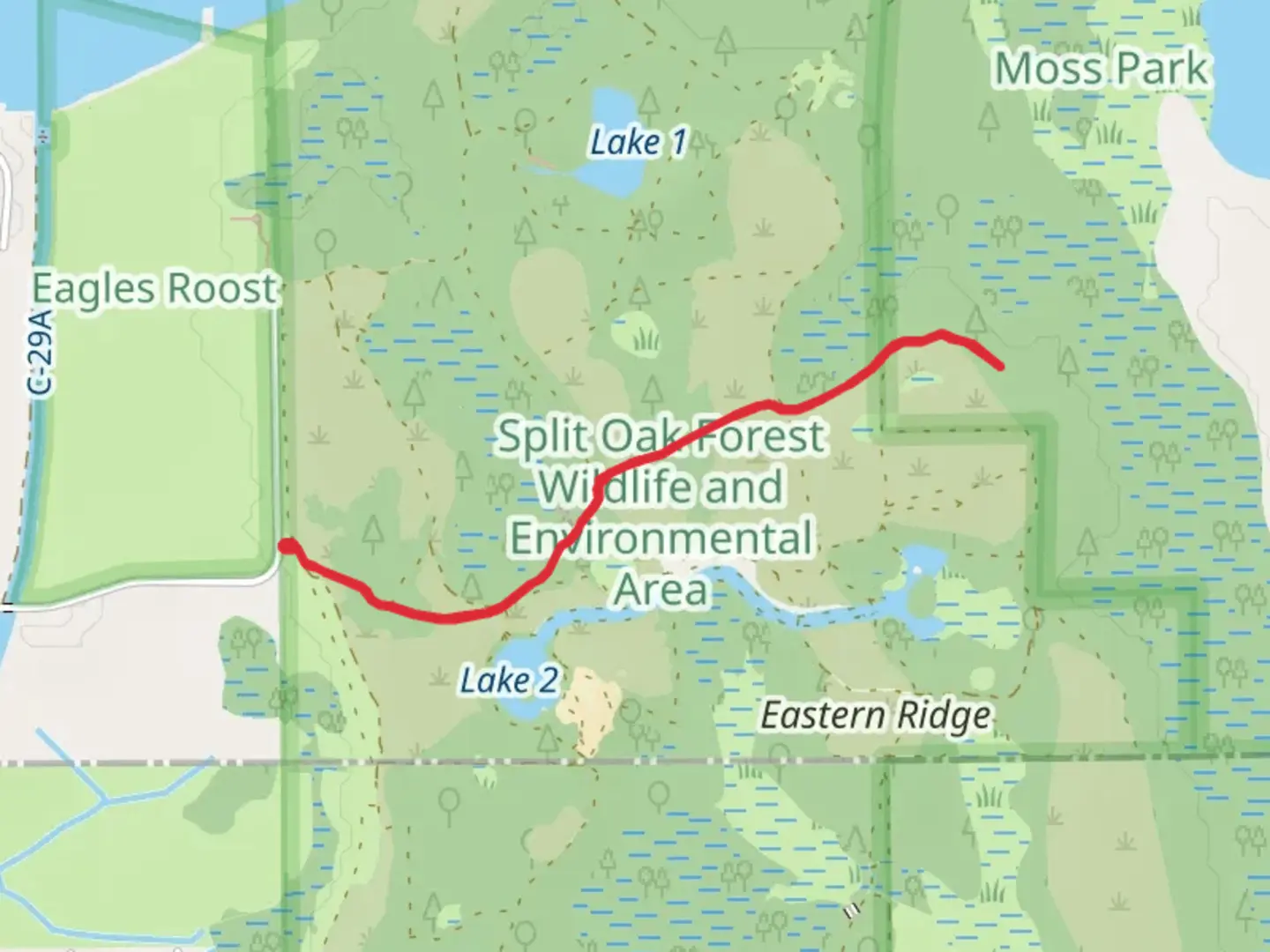 An image depicting the trail Center Trail and its surrounding area.