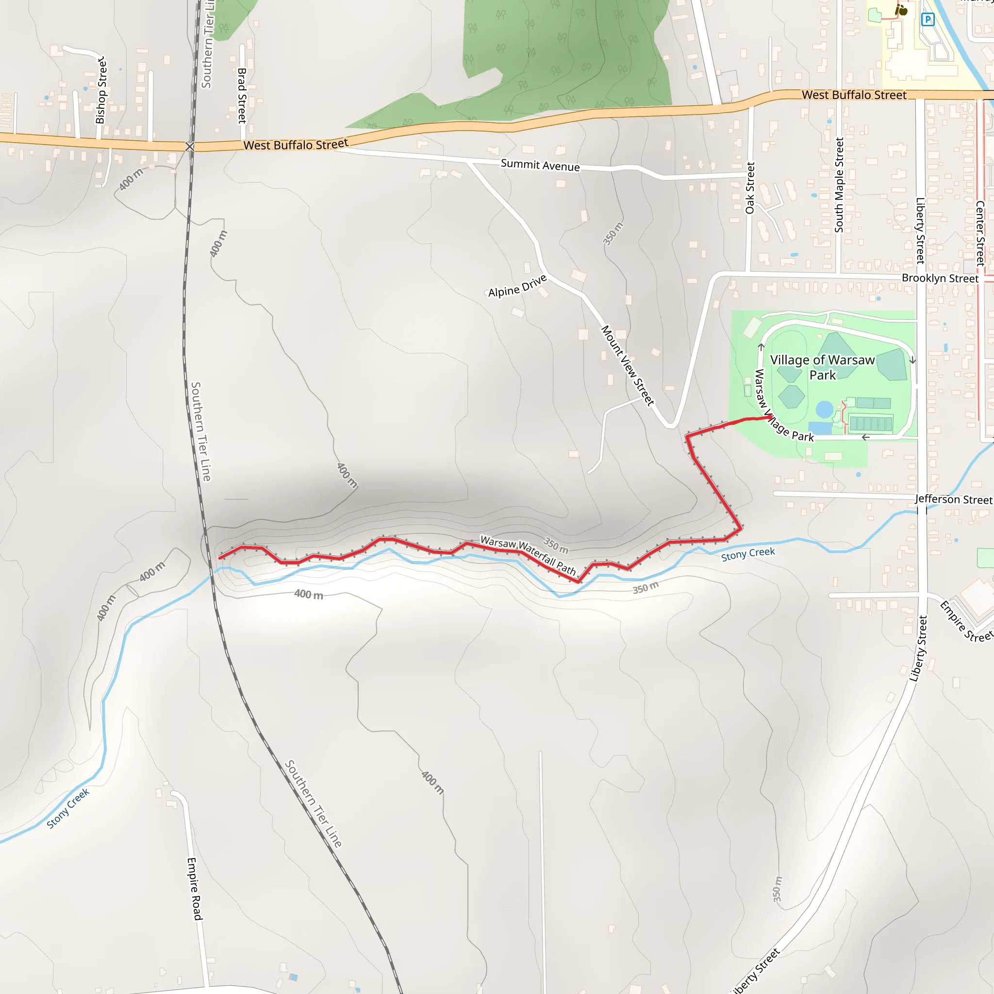 Warsaw Waterfall Path mobile static map