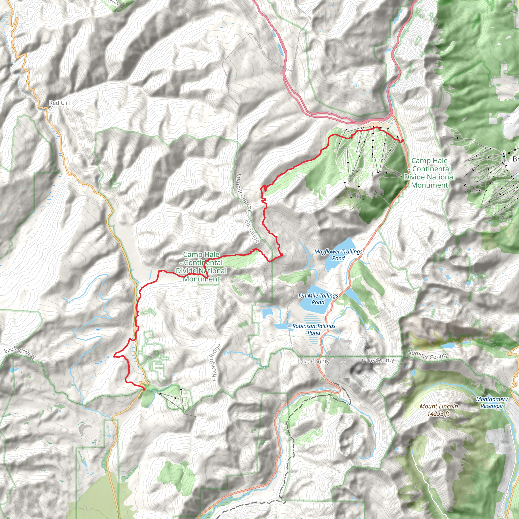 Colorado Trail to Tennessee Pass mobile static map