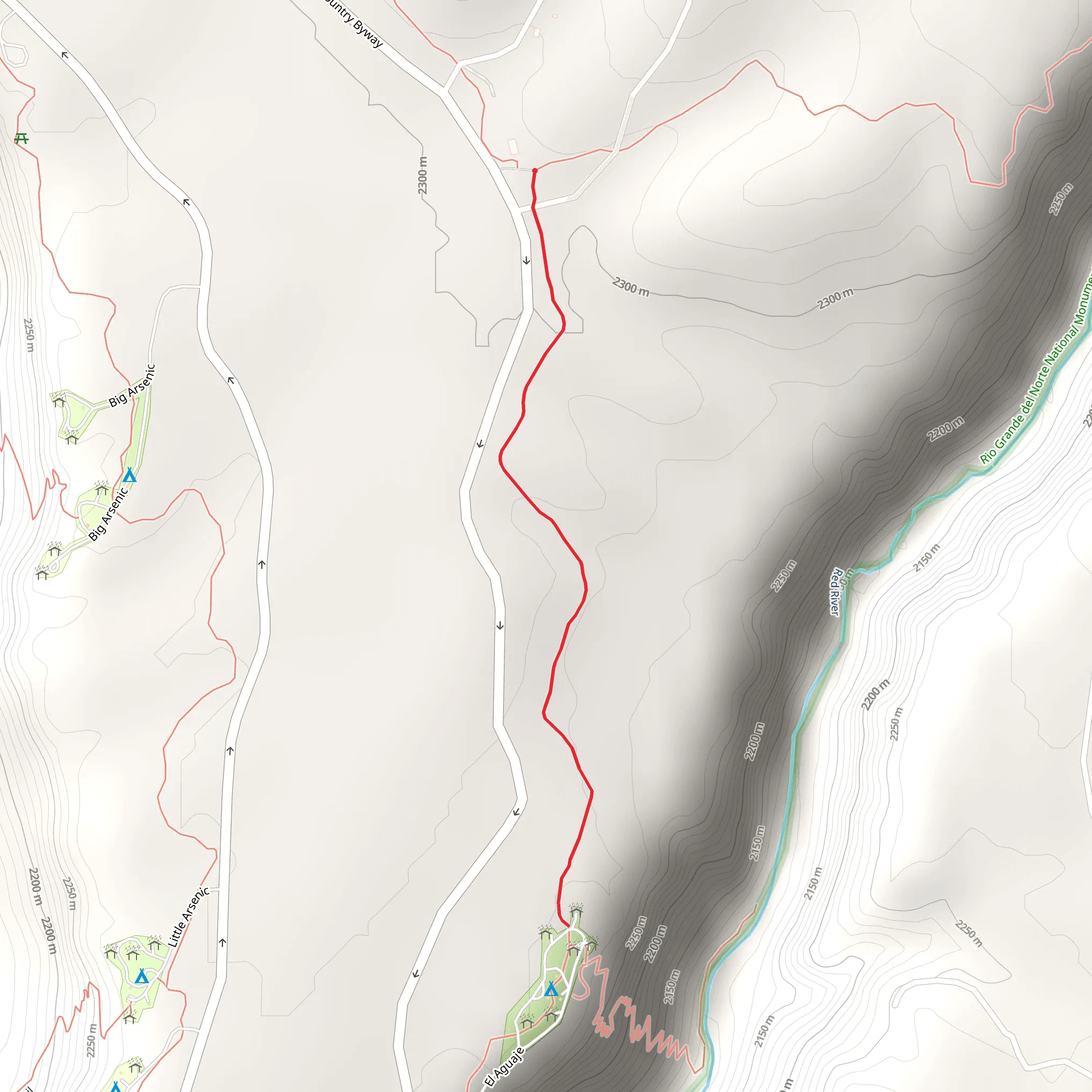 Wild Rivers Visitor Centre to El Aguaje Campground mobile static map