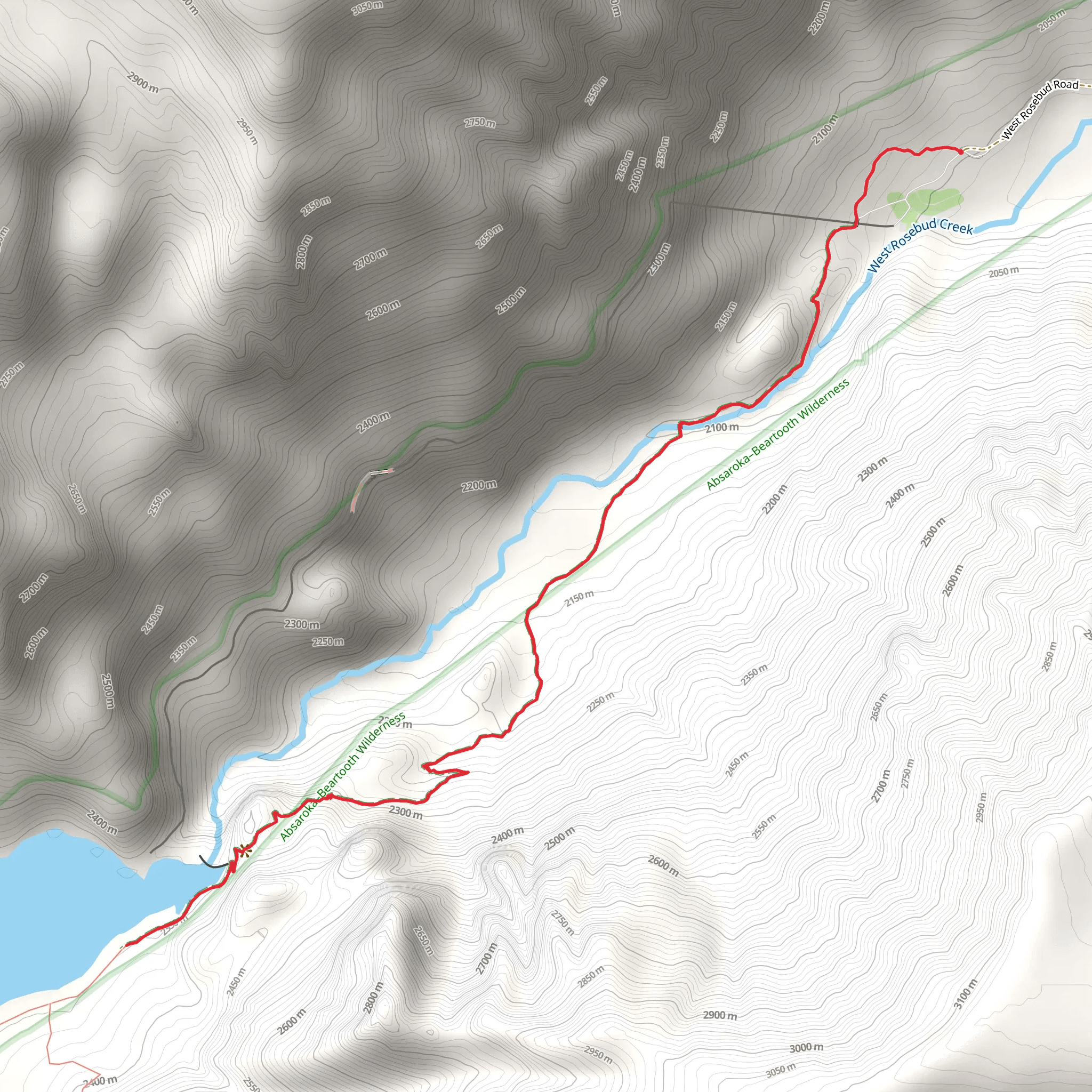 Mystic Lake via West Rosebud Trail mobile static map