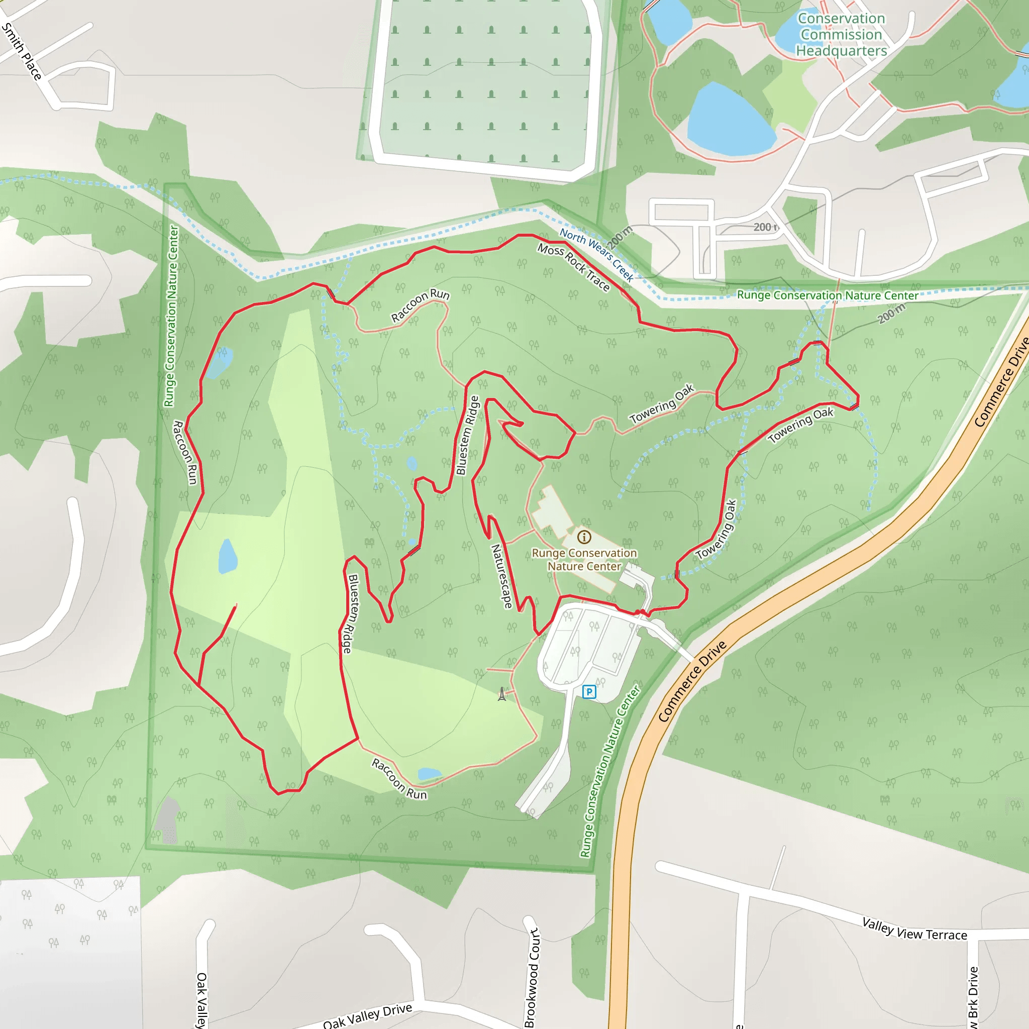 Moss Rock Trace, Raccoon Run and Naturescape Loop mobile static map