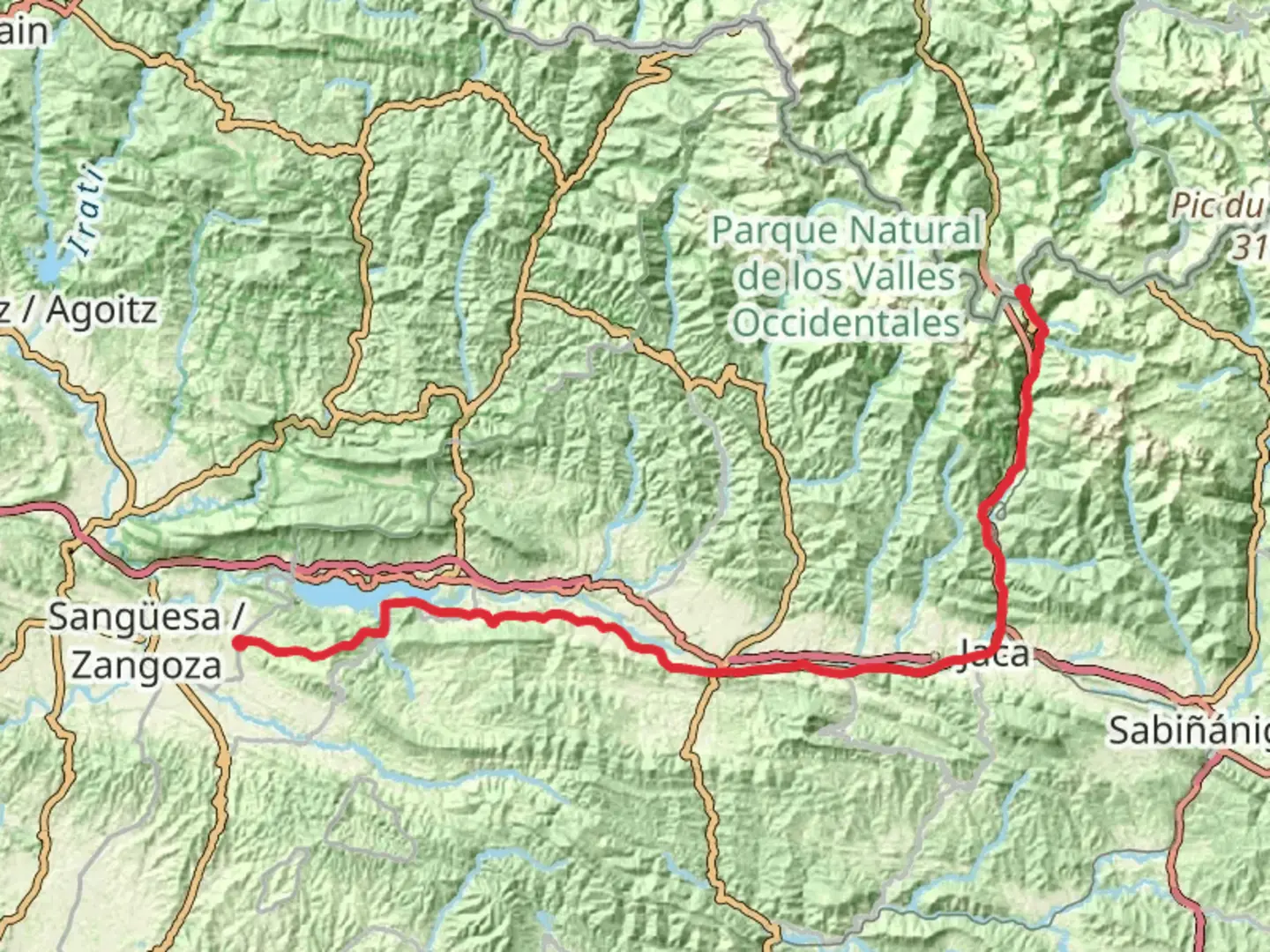 An image depicting the trail GR 65-3 - Santiago's Road - Aragon and its surrounding area.