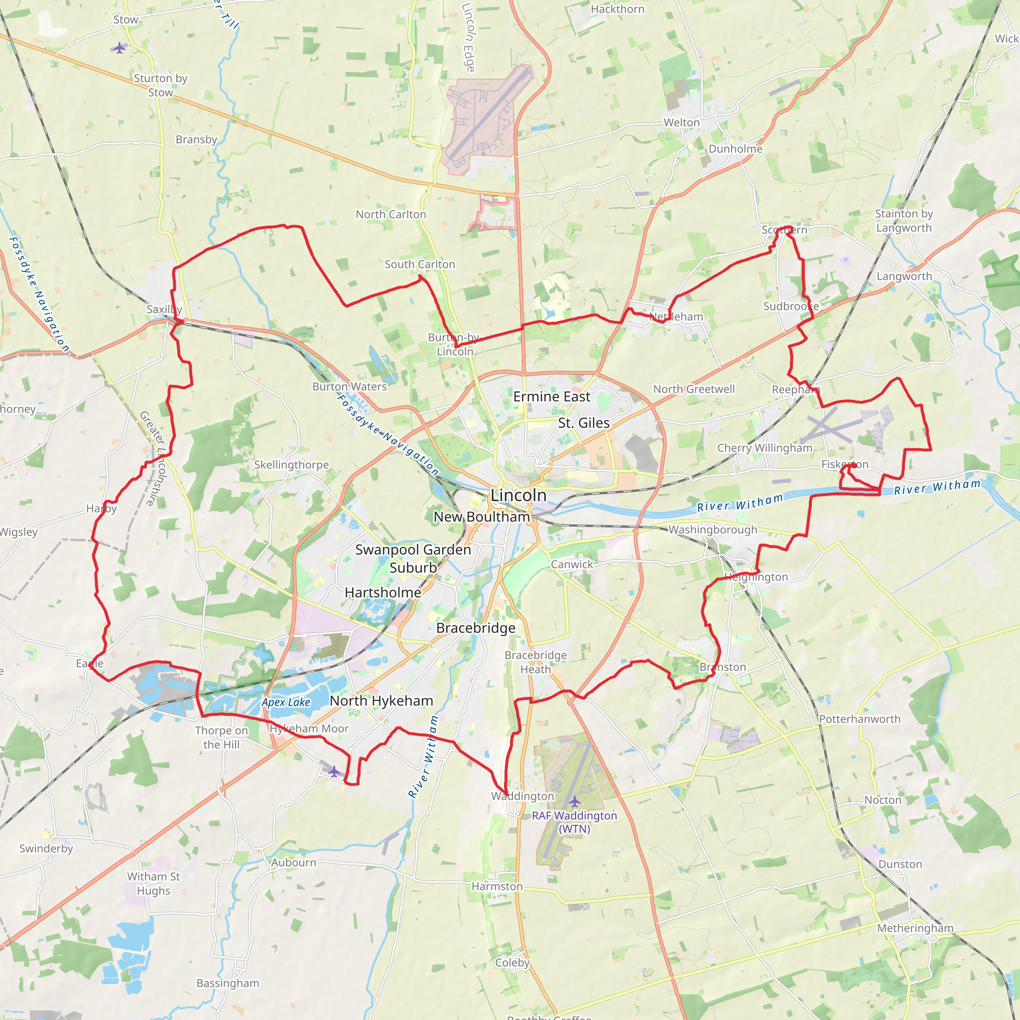 Lincon Loop from Fiskerton mobile static map