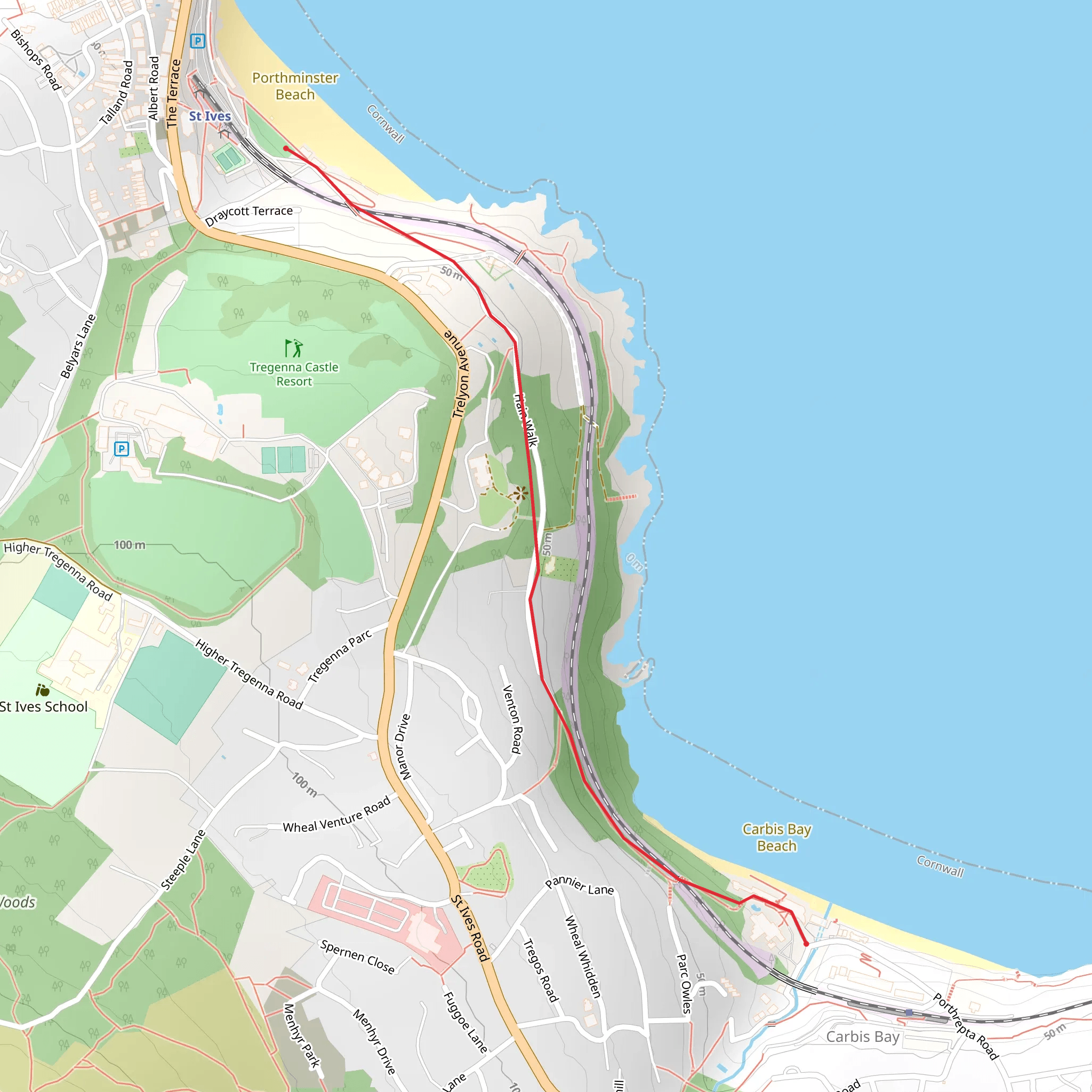 Carbis Bay Hotel - St Ives Walk mobile static map