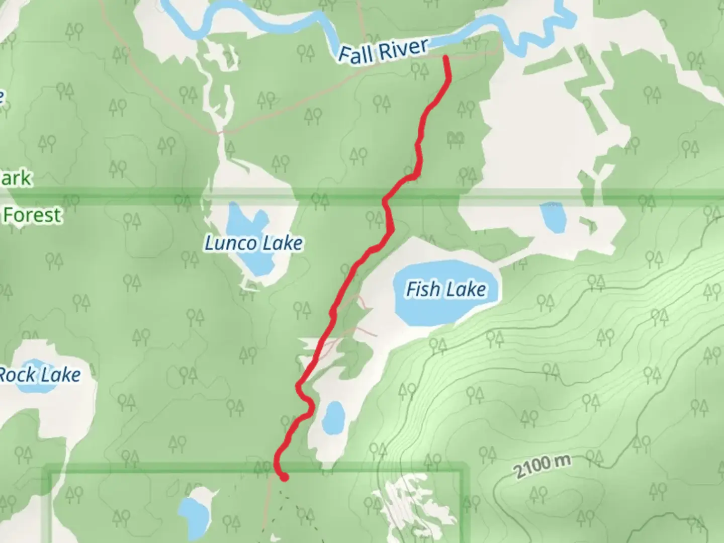 An image depicting the trail Fish Lake - Mountain Ash Spur Trail and its surrounding area.