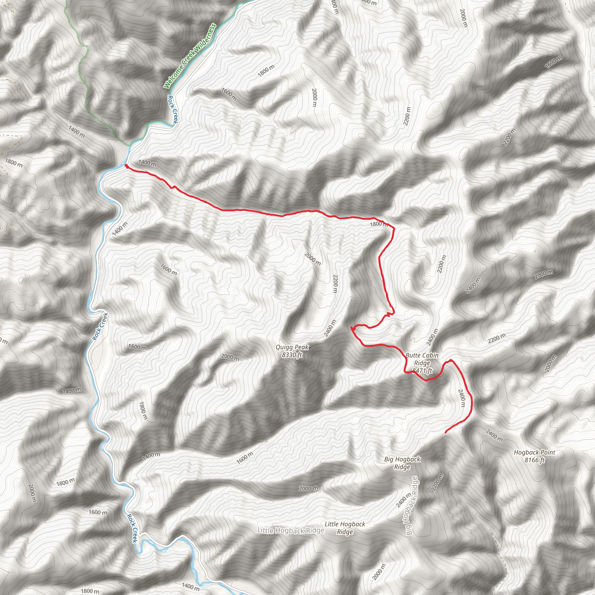 Butte Cabin Creek Trail mobile static map