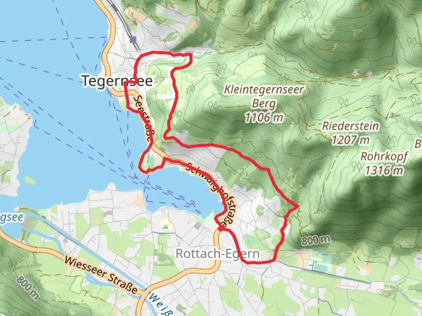 An image depicting the trail Riederstein and Courths Maler Anlage Loop and its surrounding area.