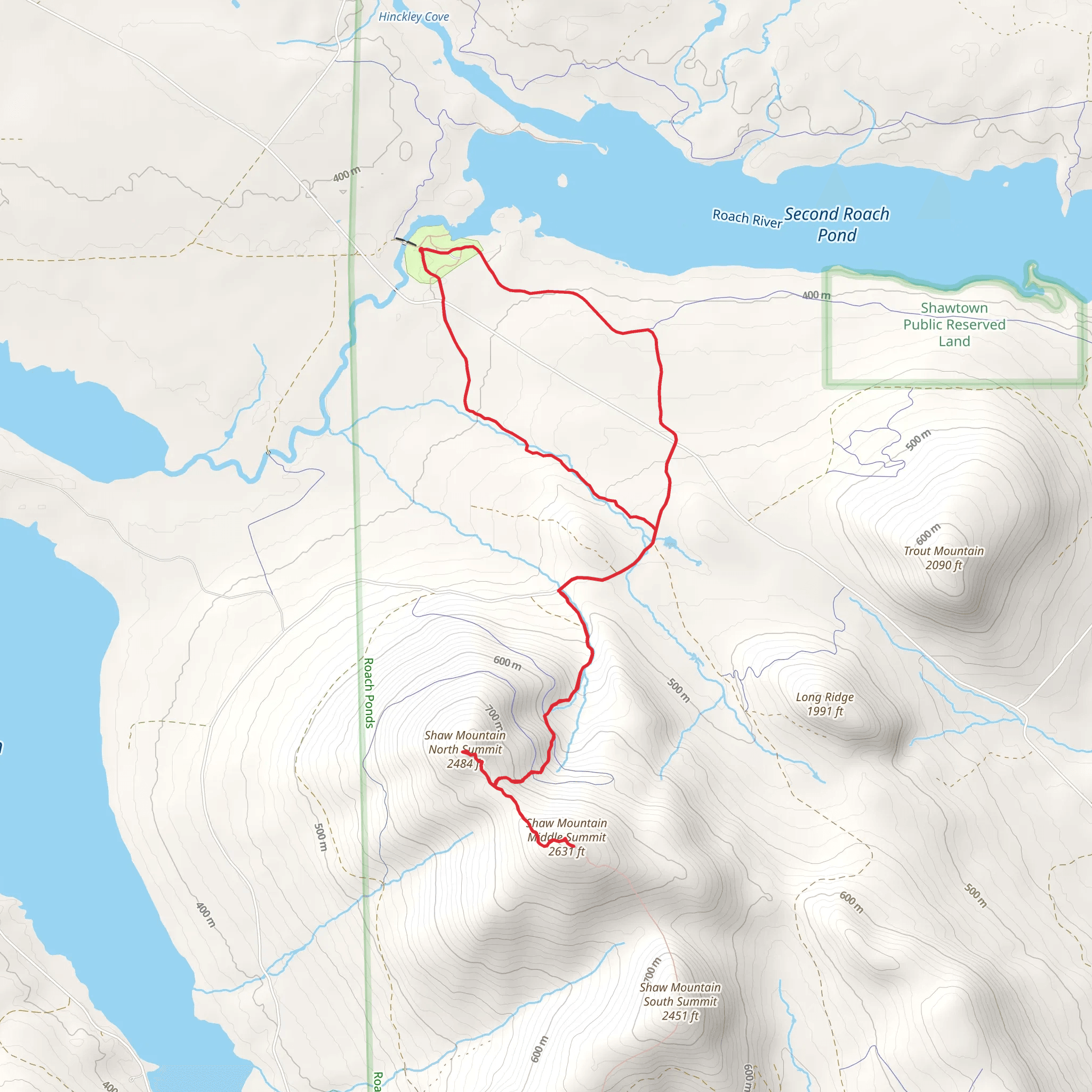Shaw Mountain North and Middle Summit Loop Trail mobile static map