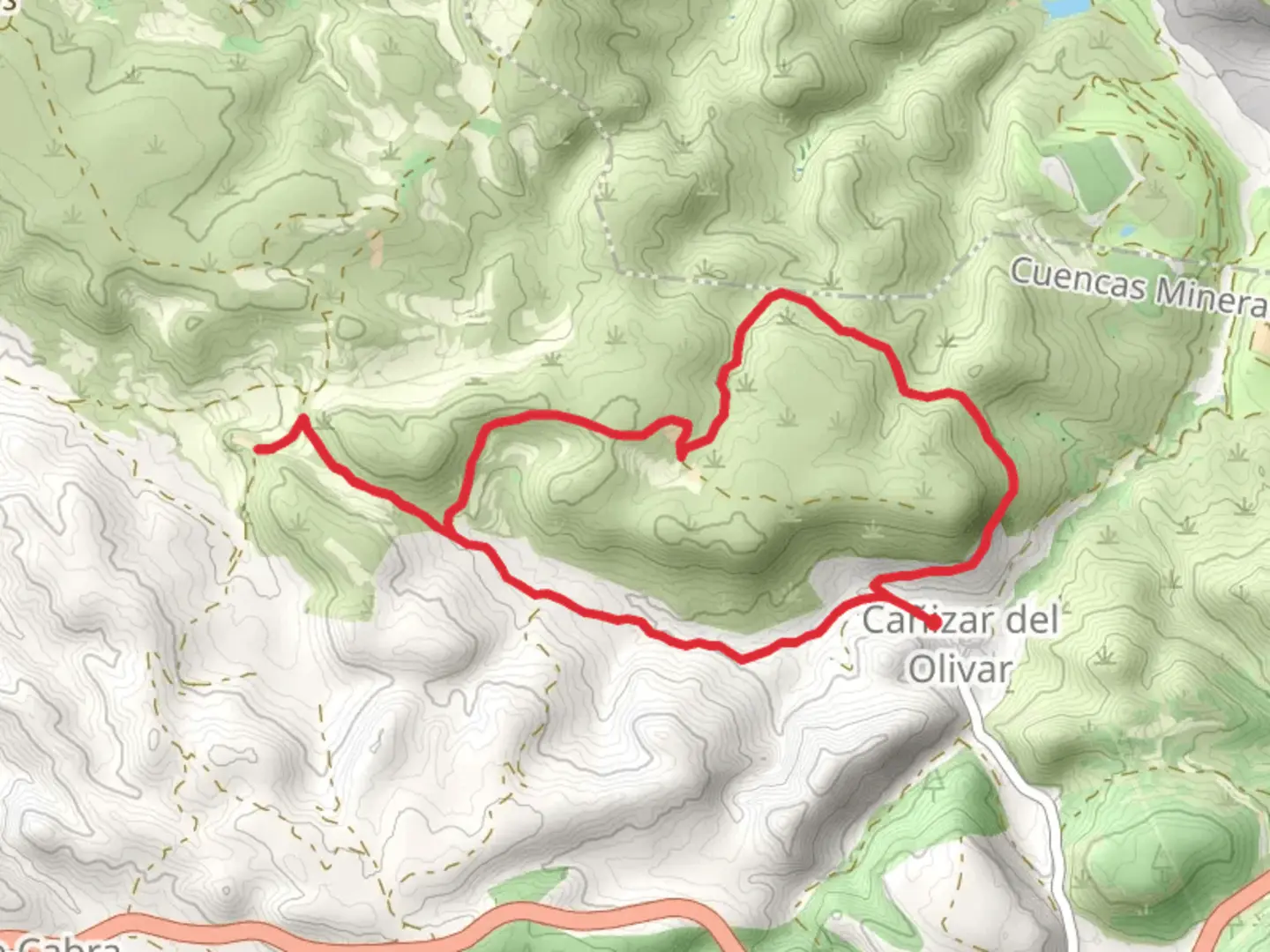 An image depicting the trail Cañizar del Olivar PR TE 111 and its surrounding area.