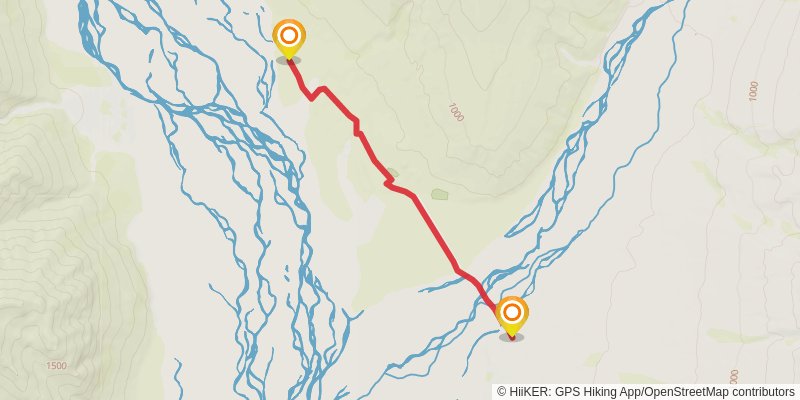 Godley Valley Track - Lilybank Road to Red Stag Hut stage 1 Map