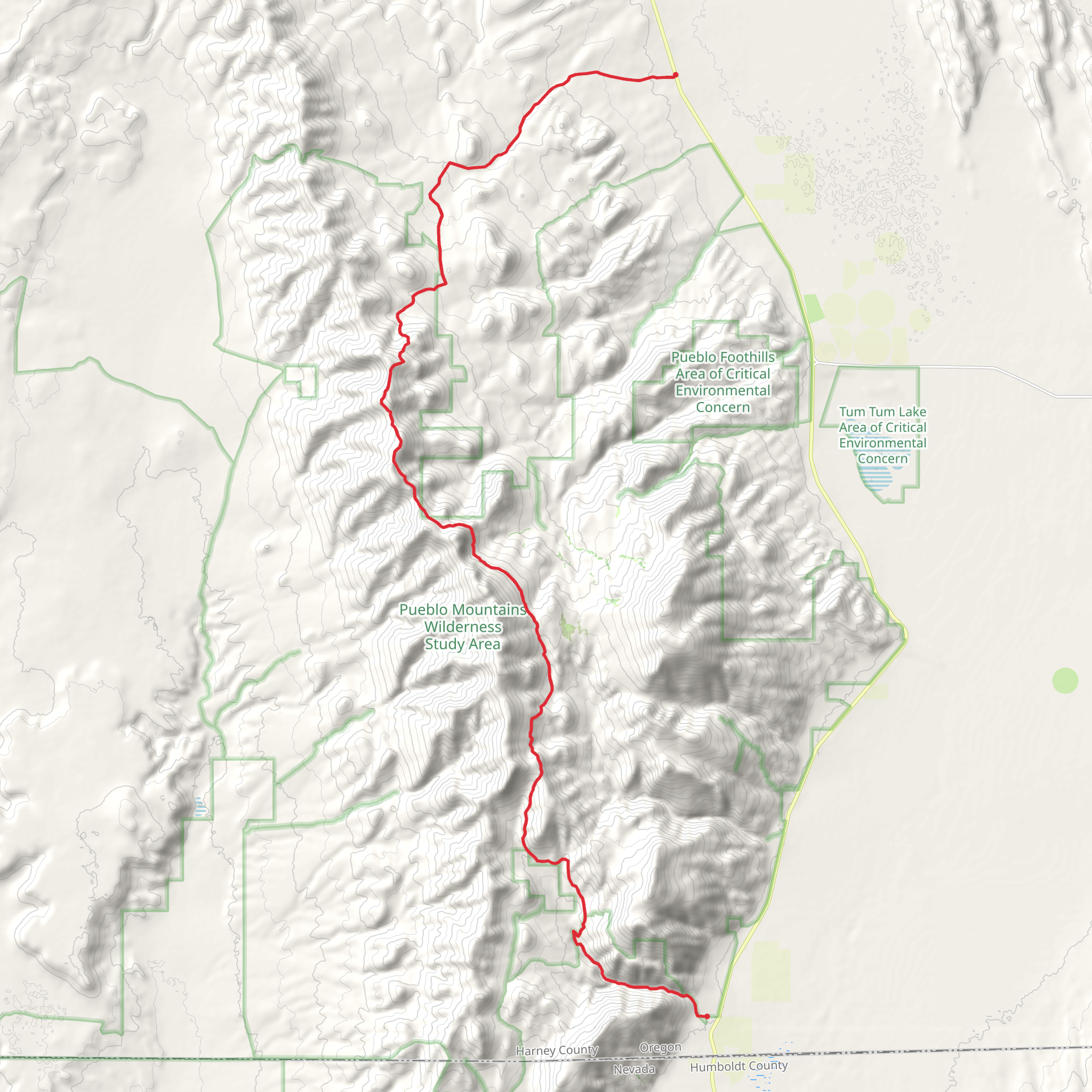 Oregon Desert Trail - Pueblo Mountain Section mobile static map
