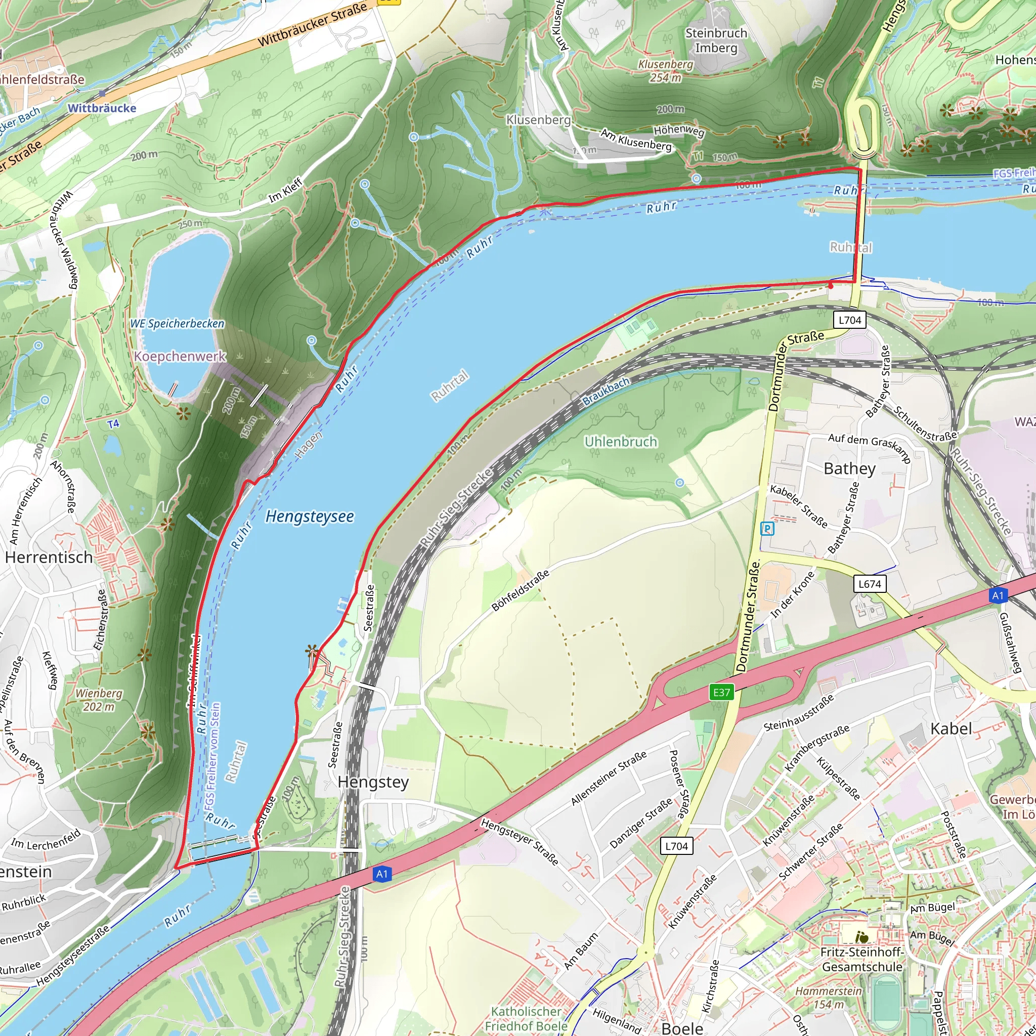 Hengsteysee Loop via Hoehlenweg and Rund um Boele B mobile static map