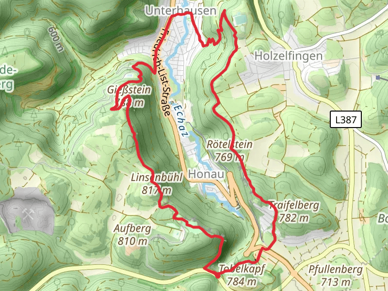 Locherstein, Rotelstein, Gießstein and Alter Lichtenstein Loop