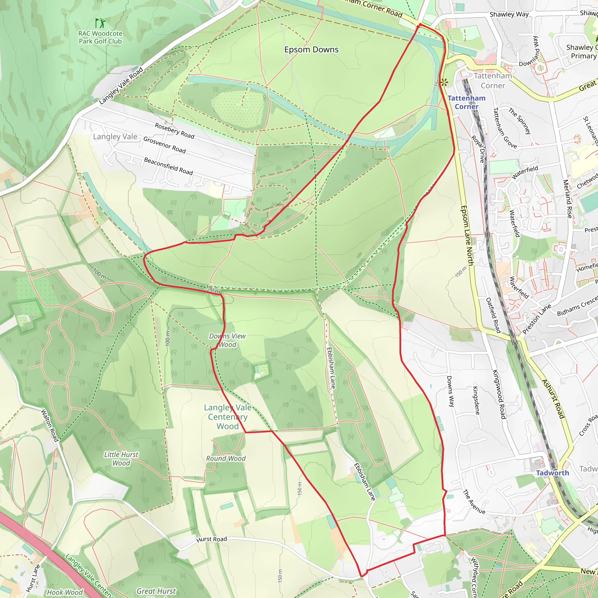 Epsom Downs mobile static map