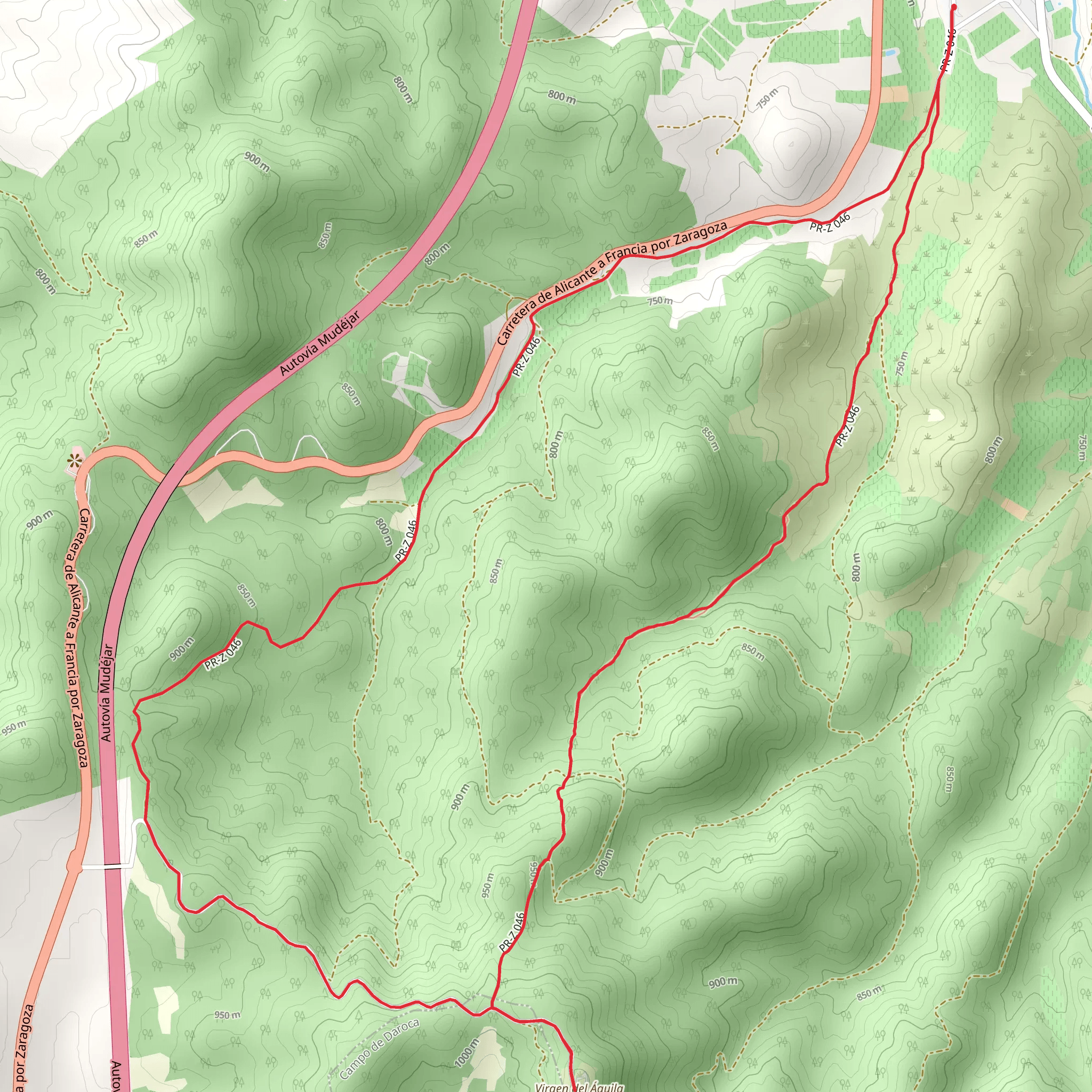 Paniza - Tour of the Vigen del Aguila hermitage PR Z 46 mobile static map