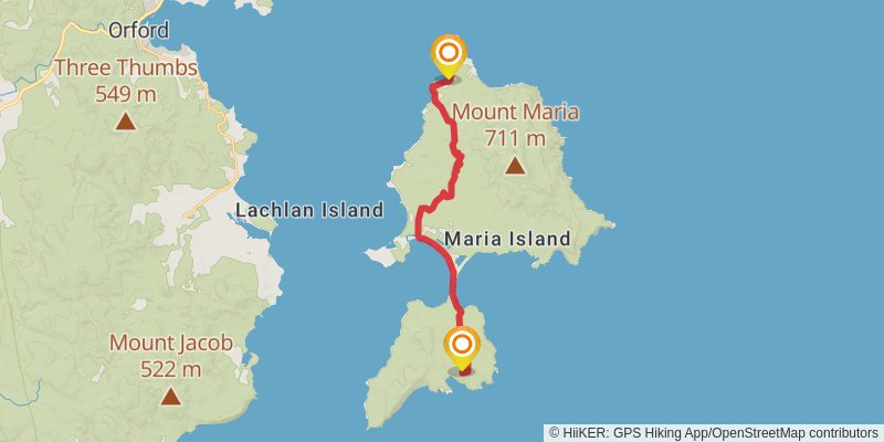 The Maria Island Walk stage 2 Map