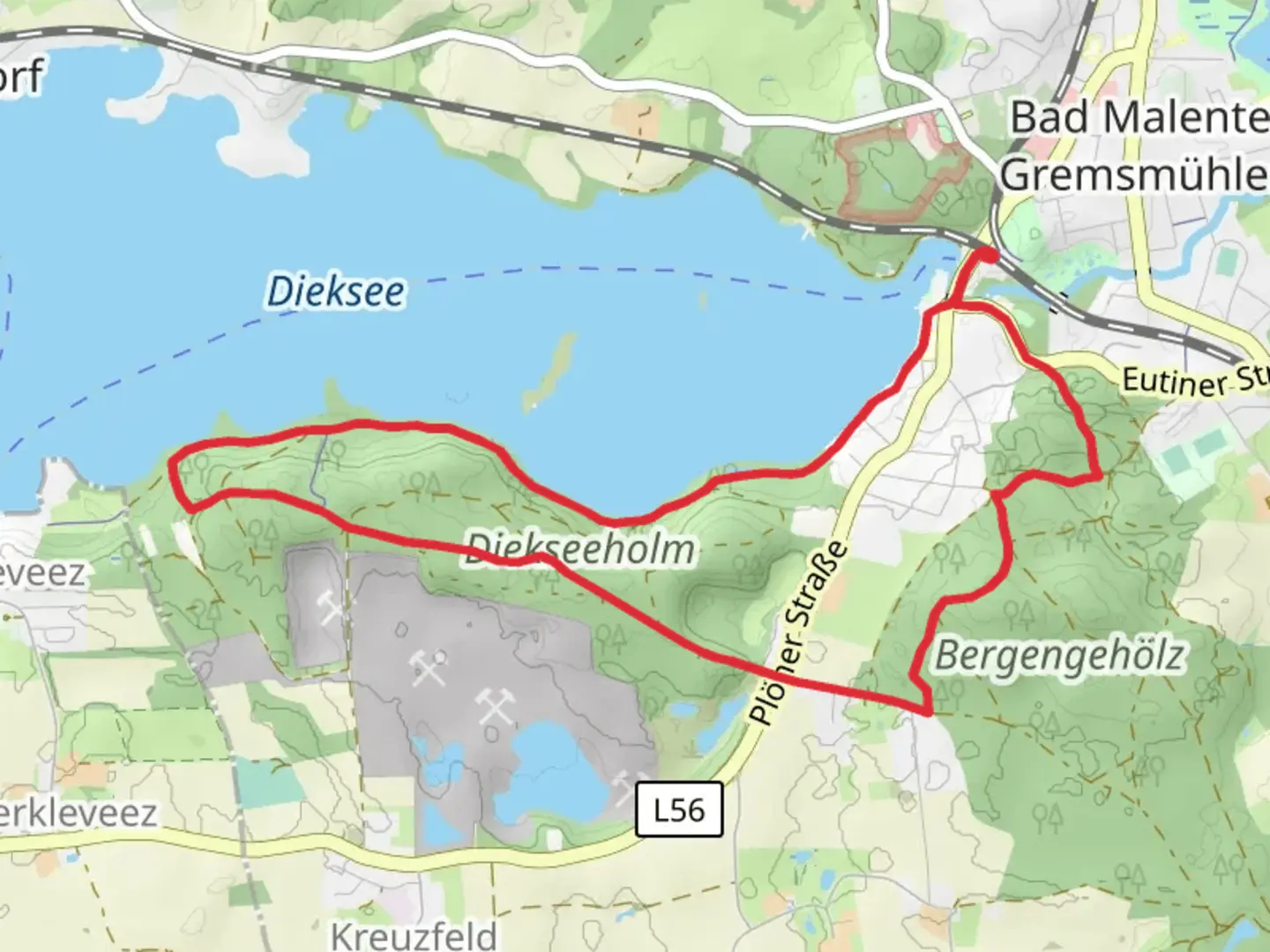 An image depicting the trail Vierthweg and Seekamp Route and its surrounding area.